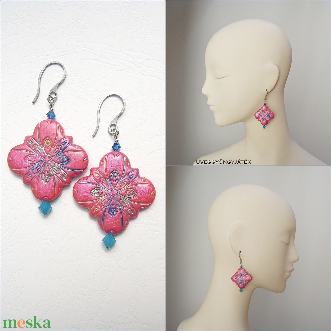 Pink arabica - fülbevaló Swarovski kristállyal - ékszer - fülbevaló - lógó fülbevaló - Meska.hu Pink arabica - fülbevaló Swarovski kristállyal - ékszer - fülbevaló - lógó fülbevaló - Meska.hu