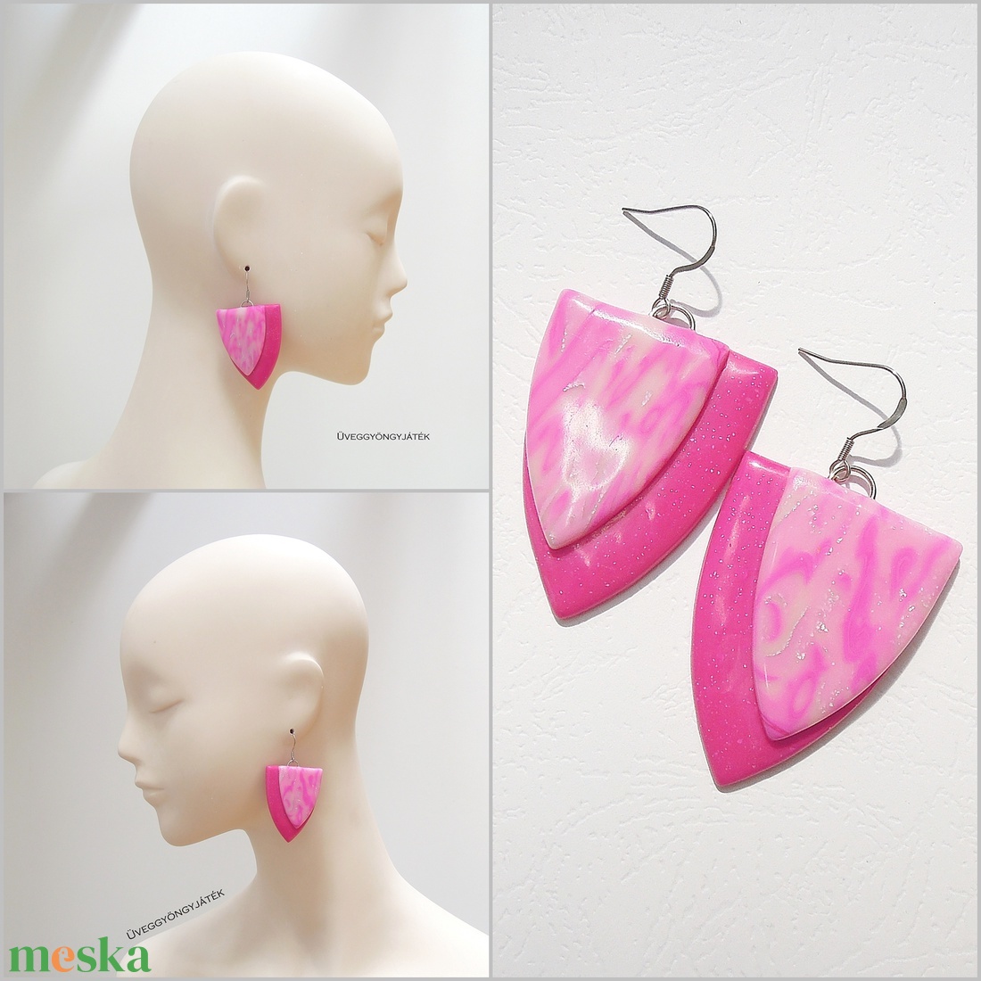 Pink sorbet - ékszer - fülbevaló - lógó fülbevaló - Meska.hu Pink sorbet - ékszer - fülbevaló - lógó fülbevaló - Meska.hu