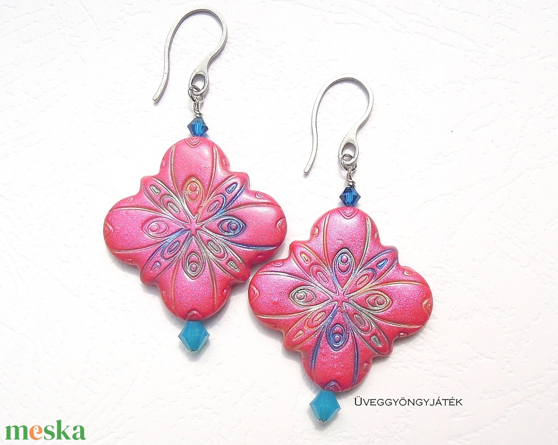 Pink arabica - fülbevaló Swarovski kristállyal - ékszer - fülbevaló - lógó fülbevaló - Meska.hu Pink arabica - fülbevaló Swarovski kristállyal - ékszer - fülbevaló - lógó fülbevaló - Meska.hu