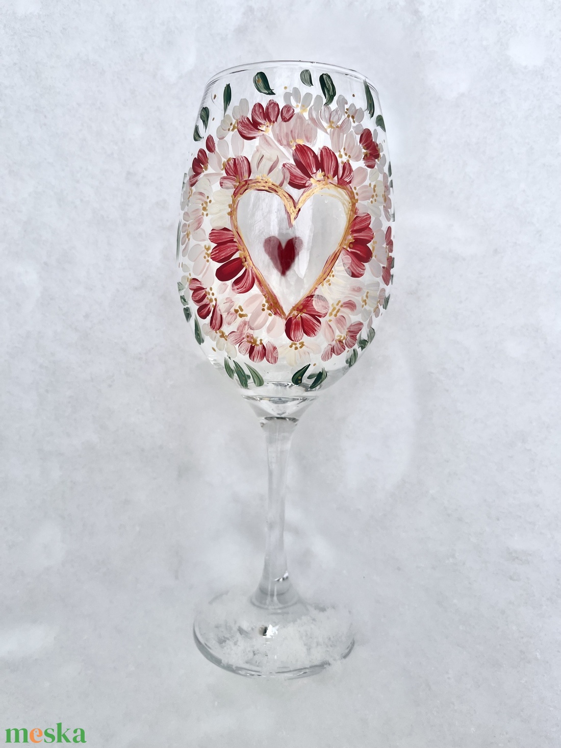 Valentin-napi borospohár (470ml) - esküvő - emlék & ajándék - nászajándék - esküvői pohár, pohárszett - Meska.hu