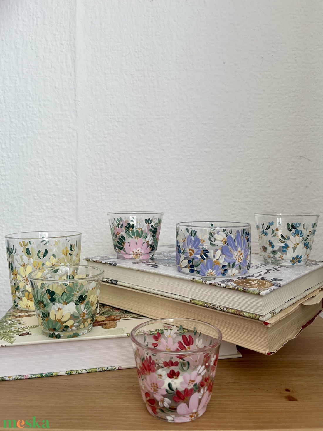 Virágos üveg mécsestartó - otthon & életmód - gyertya, illat, aroma - mécses és mécsestartó - Meska.hu