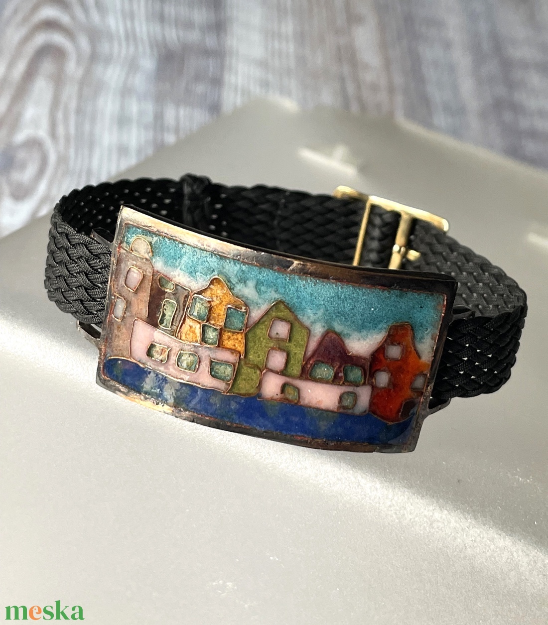 Amszterdam, tűzzománc bronz karkötő - ékszer - karkötő - karperec - Meska.hu