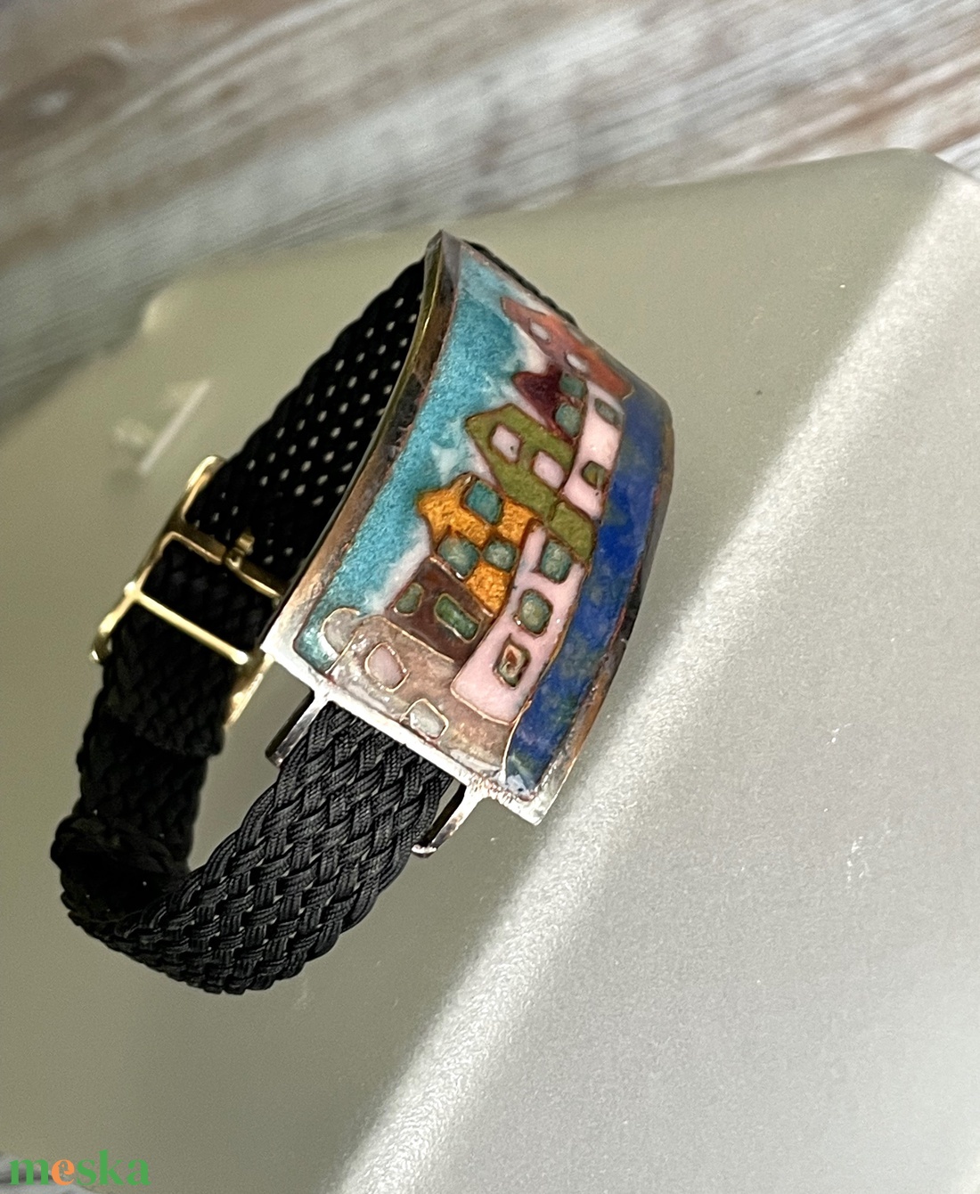 Amszterdam, tűzzománc bronz karkötő - ékszer - karkötő - karperec - Meska.hu