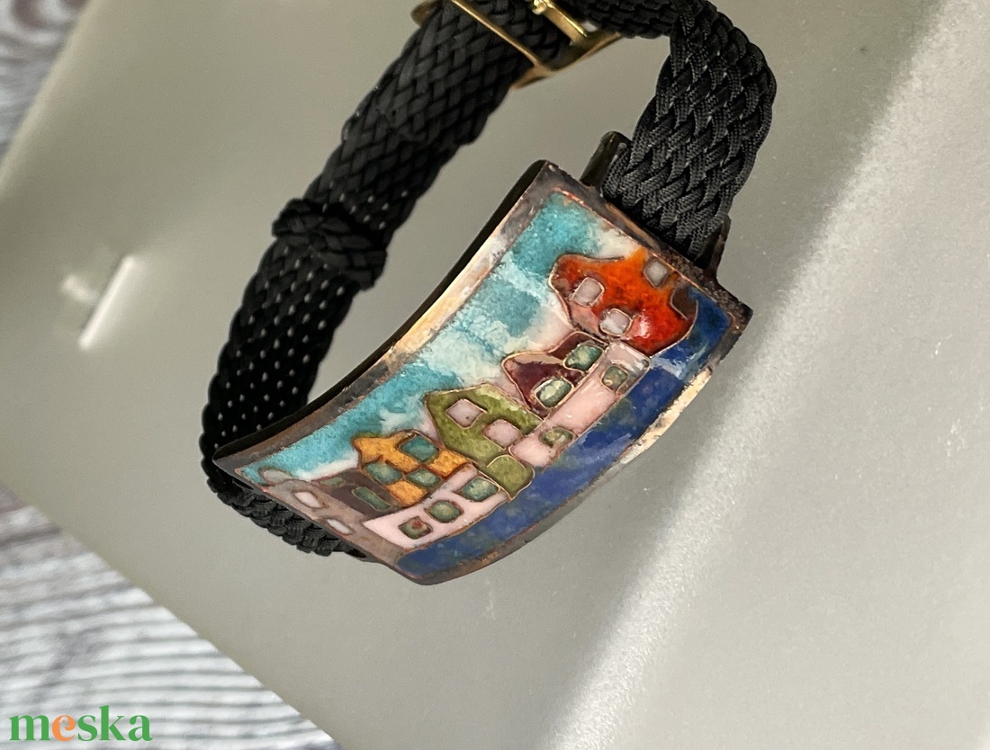 Amszterdam, tűzzománc bronz karkötő - ékszer - karkötő - karperec - Meska.hu