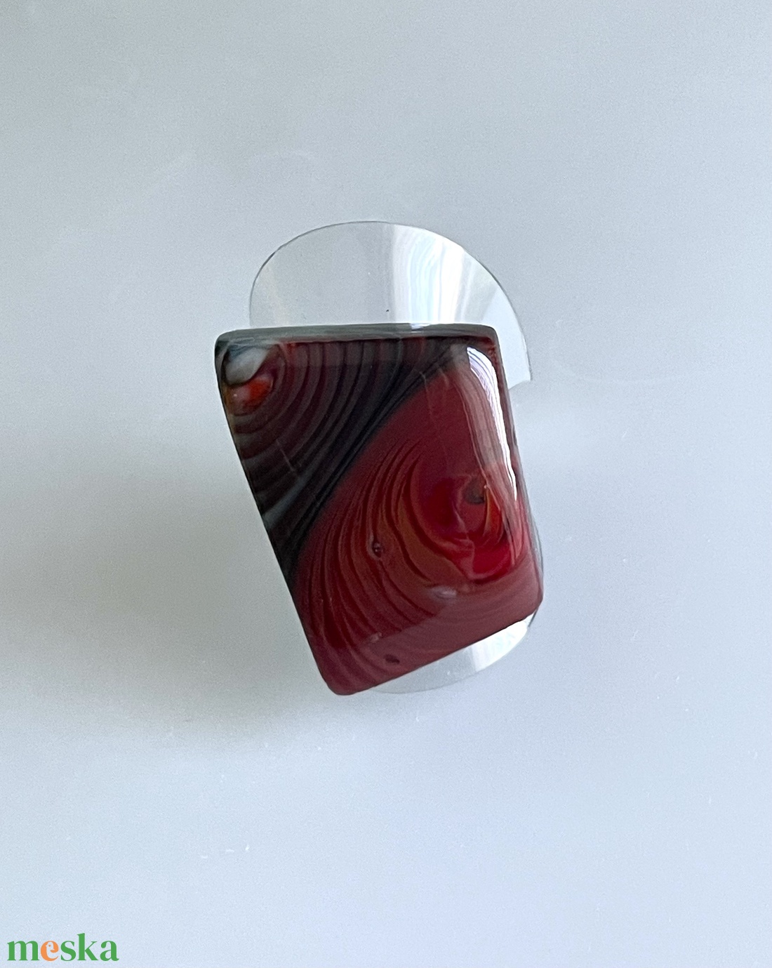 Sötét bordó gyűrű, üvegékszer - ékszer - gyűrű - statement gyűrű - Meska.hu