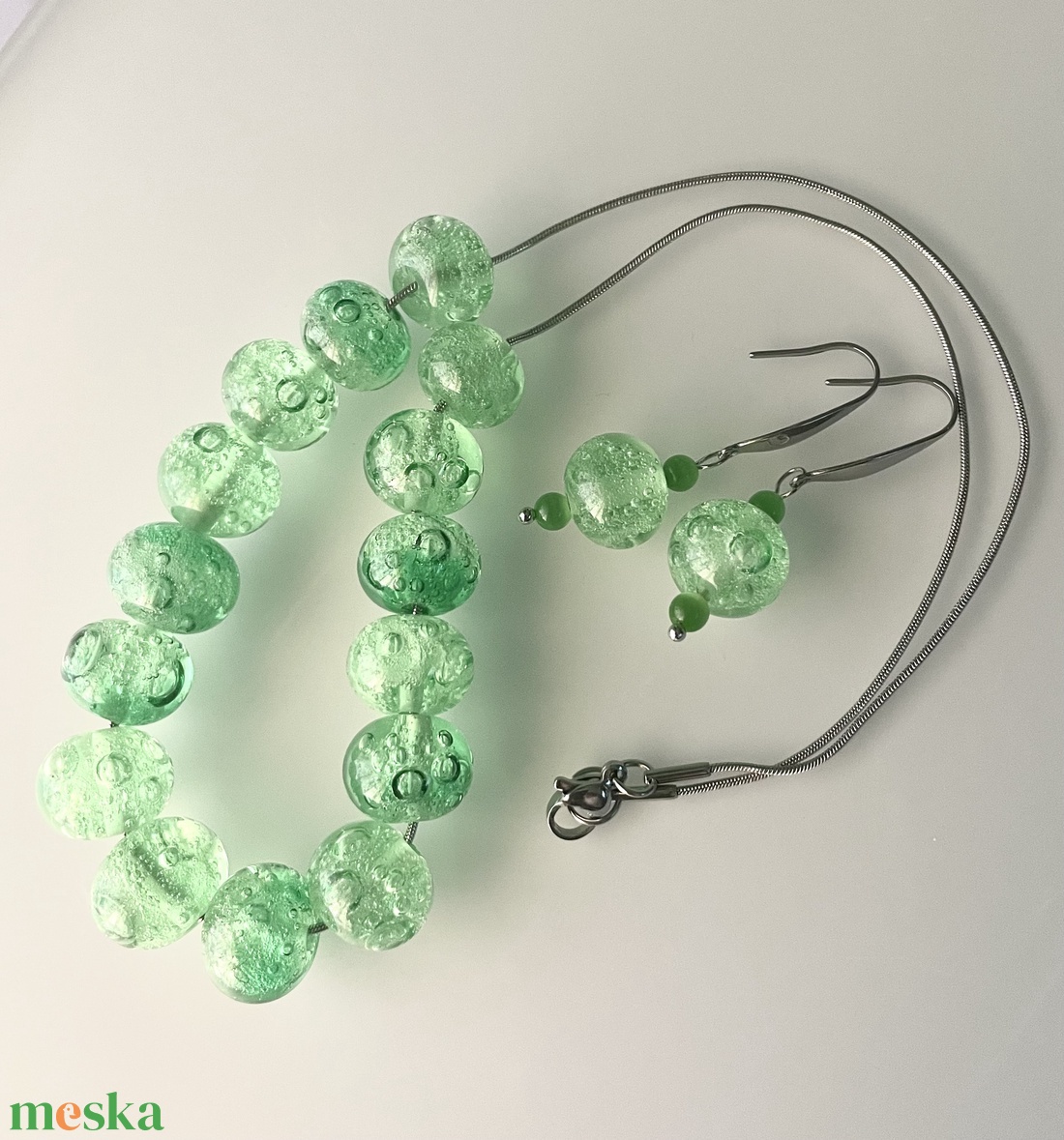 Balaton nyaklánc, üvegékszer - ékszer - nyaklánc - gyöngyös nyaklánc - Meska.hu