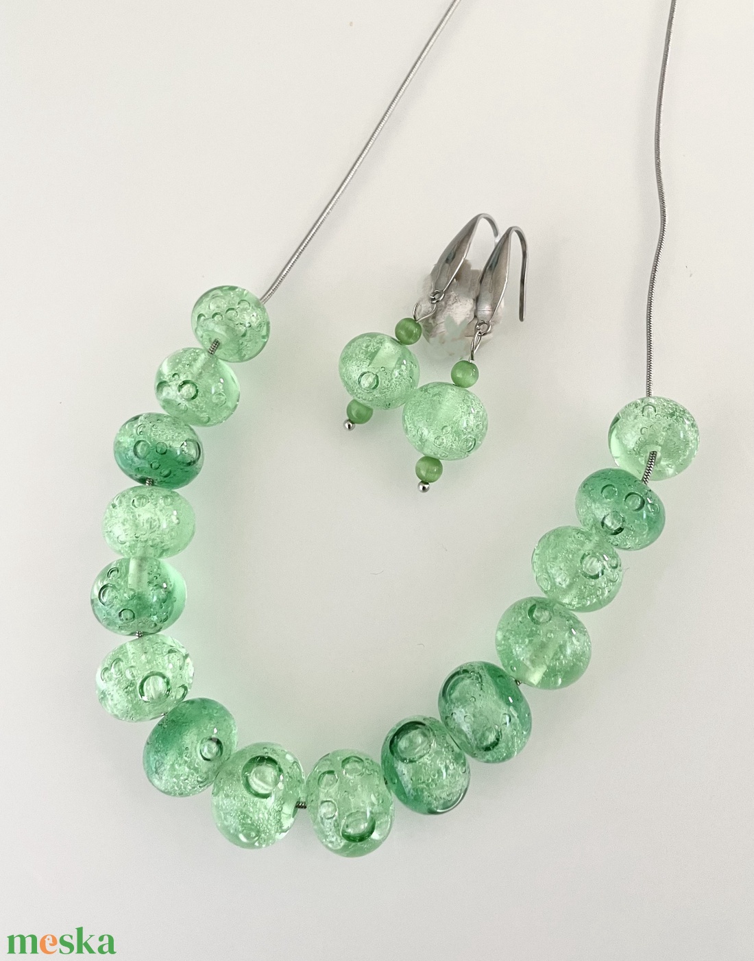 Balaton nyaklánc, üvegékszer - ékszer - nyaklánc - gyöngyös nyaklánc - Meska.hu