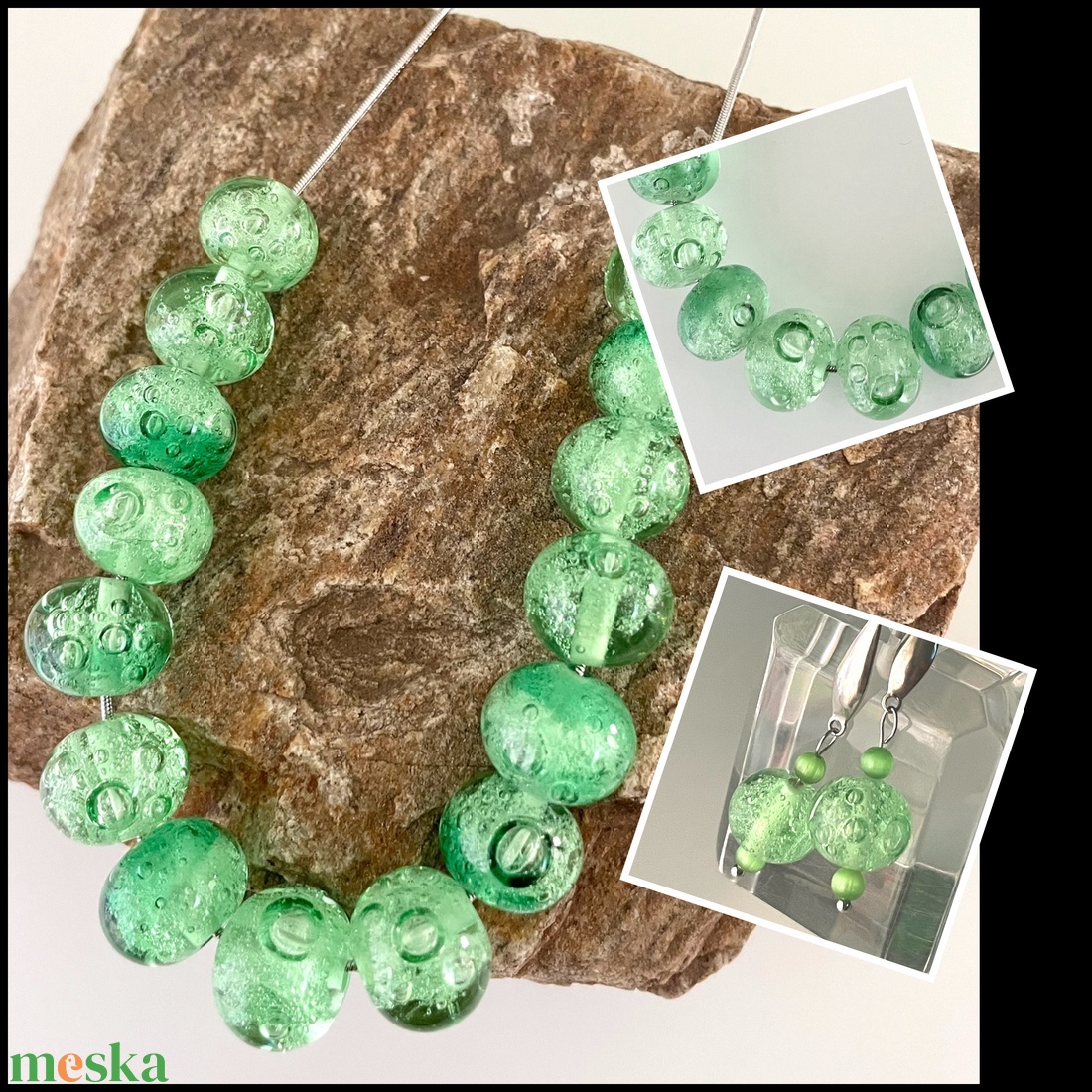 Balaton nyaklánc, üvegékszer - ékszer - nyaklánc - gyöngyös nyaklánc - Meska.hu