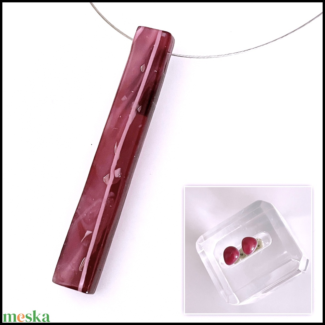 Modern üveg medál pink árnyalatokban - ékszer - nyaklánc - medál - Meska.hu