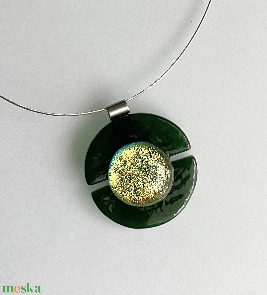 Irizáló nyaklánc, üvegékszer - ékszer - nyaklánc - medál - Meska.hu