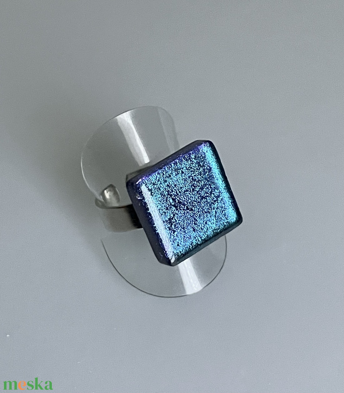 Türkiz irizáló gyűrű, üvegékszer - ékszer - gyűrű - figurális gyűrű - Meska.hu
