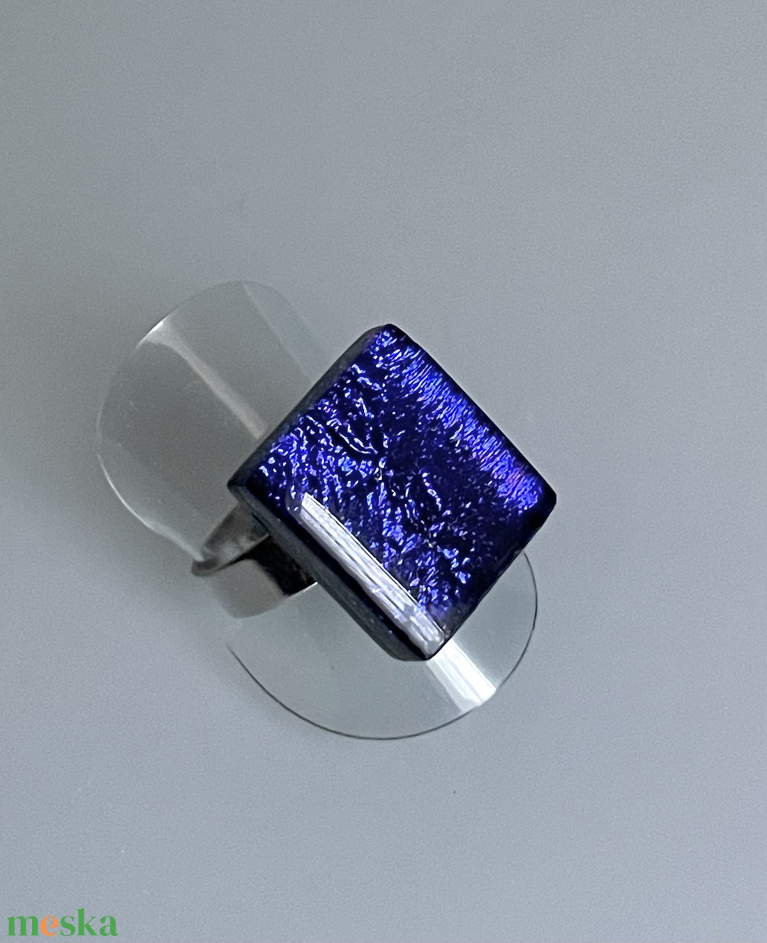 Tintakék irizáló gyűrű, üvegékszer - ékszer - gyűrű - figurális gyűrű - Meska.hu