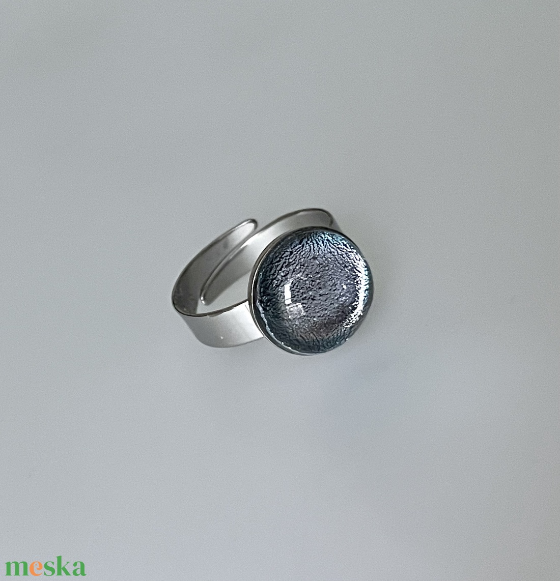 Ezüst csillogás gyűrű, üvegékszer - ékszer - gyűrű - kerek gyűrű - Meska.hu