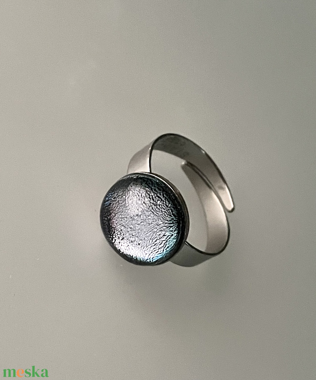 Ezüst csillogás gyűrű, üvegékszer - ékszer - gyűrű - kerek gyűrű - Meska.hu