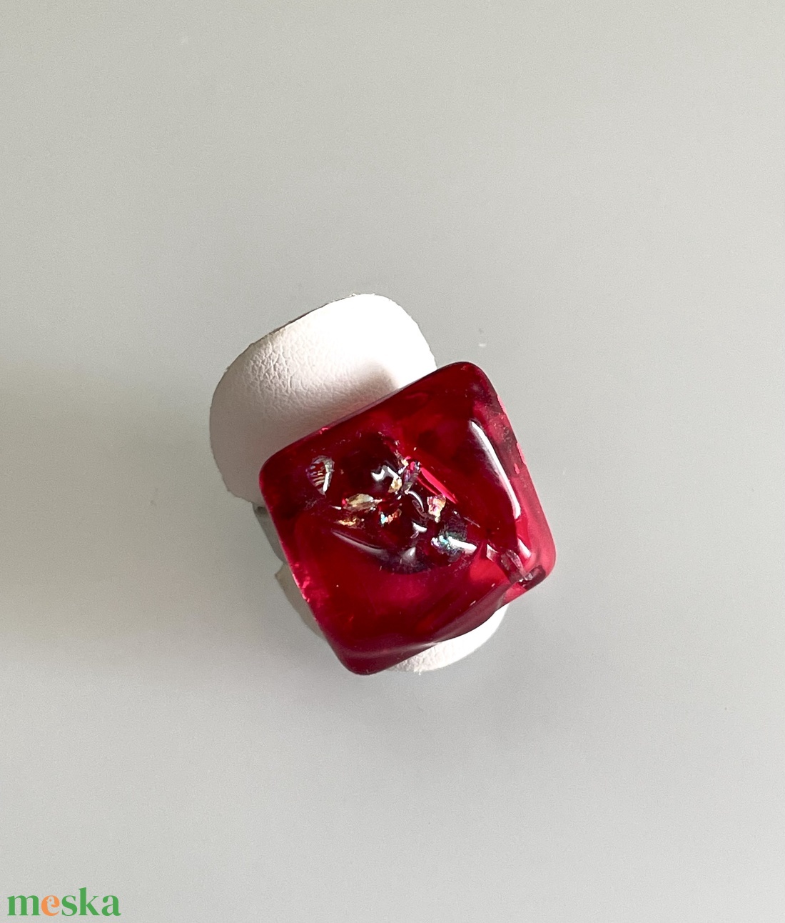 Tűzpiros gyűrű, üvegékszer - ékszer - gyűrű - üveglencsés gyűrű - Meska.hu