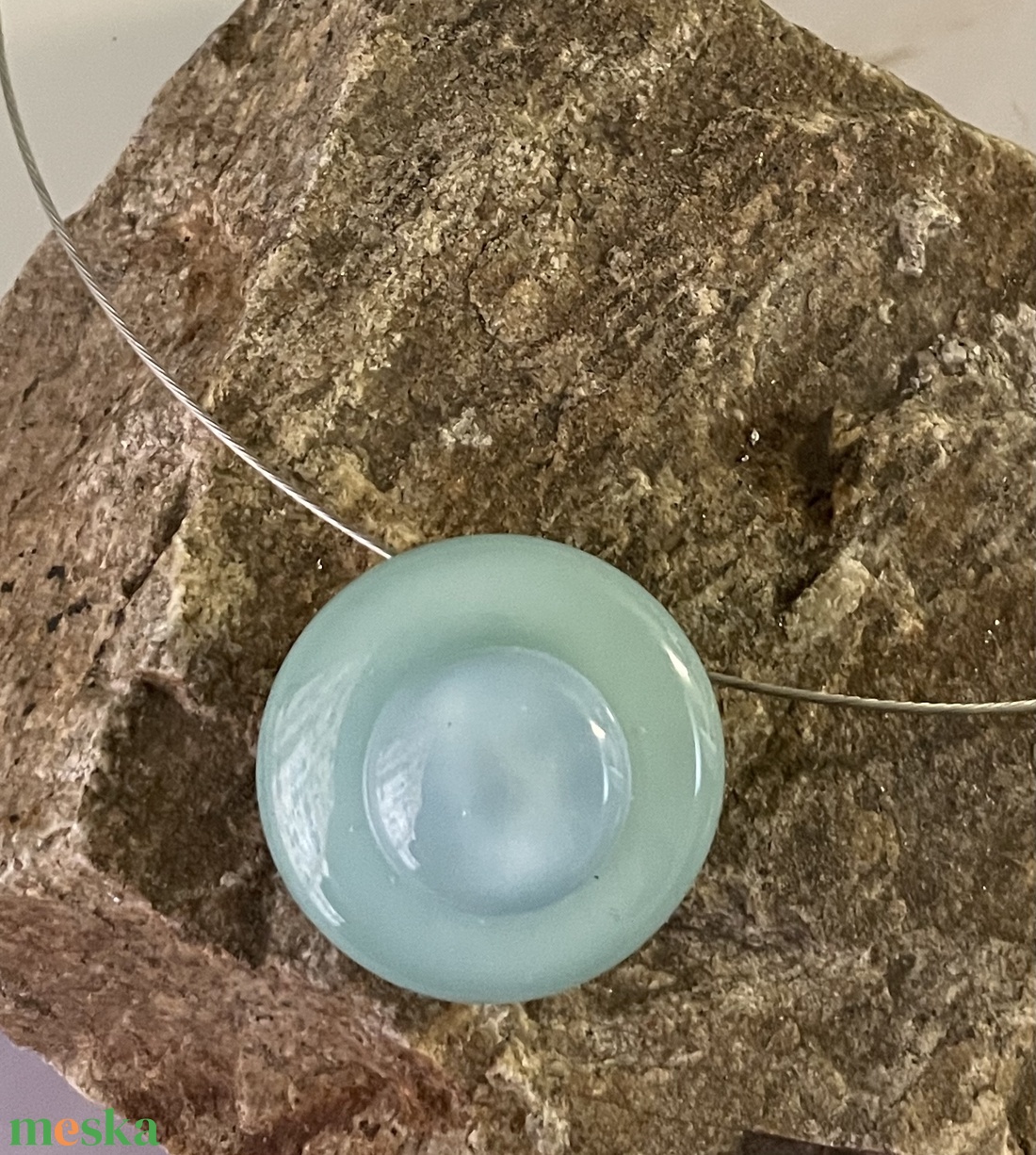 Pasztell kék-zöld nyaklánc, üvegékszer - ékszer - nyaklánc - medál - Meska.hu