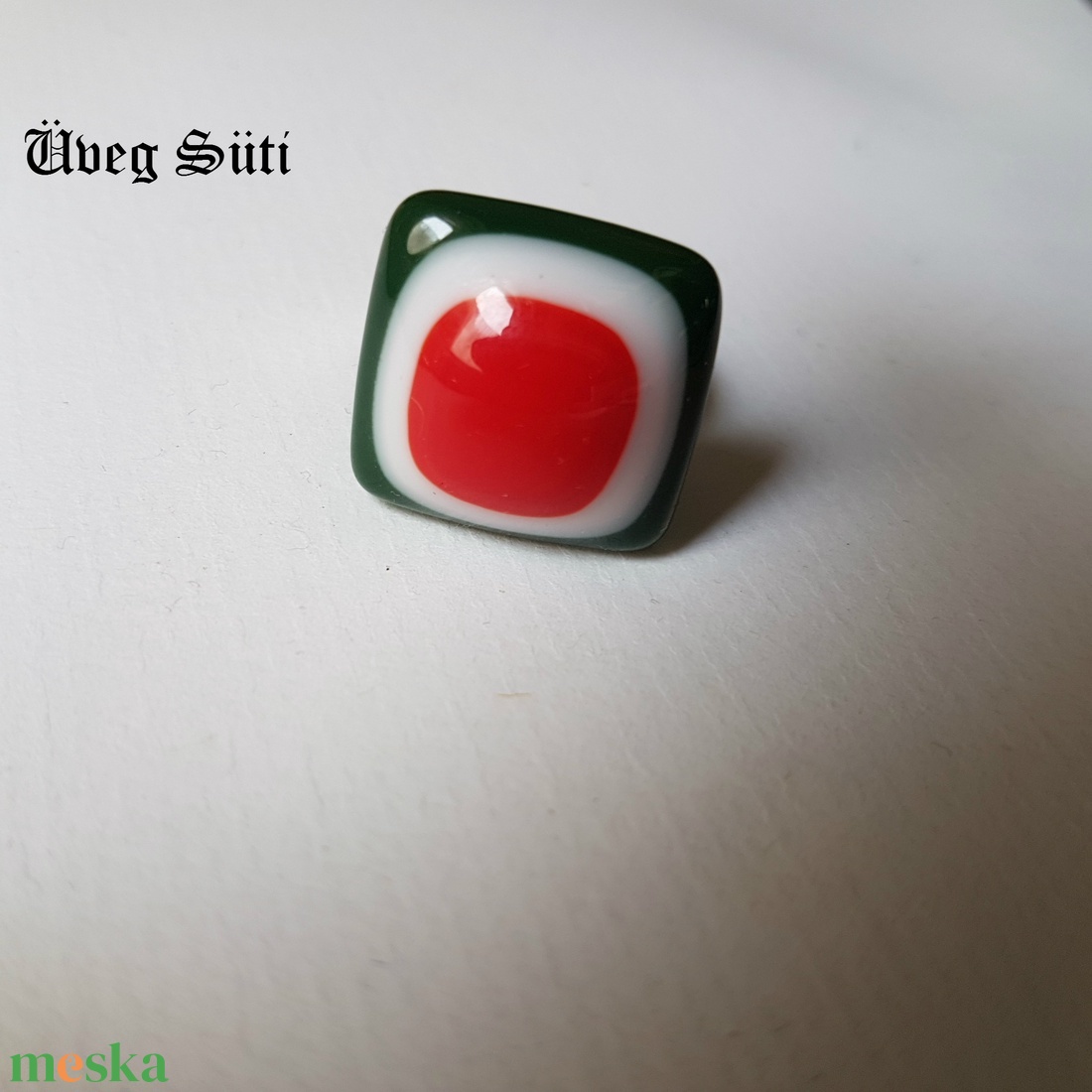 NEMESACÉL Tricolor gyűrű piros fehér zöld kokárda üvegékszer - ékszer - gyűrű - statement gyűrű - Meska.hu NEMESACÉL Tricolor gyűrű piros fehér zöld kokárda üvegékszer - ékszer - gyűrű - statement gyűrű - Meska.hu