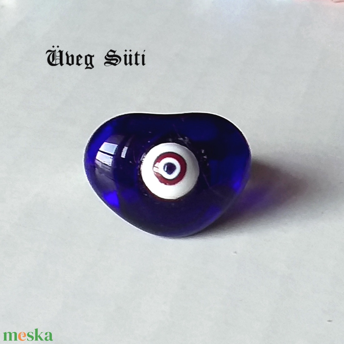 Labirintus Kék fehér piros szv gyűrű üvegékszer valentínnapra,  - ékszer - gyűrű - statement gyűrű - Meska.hu