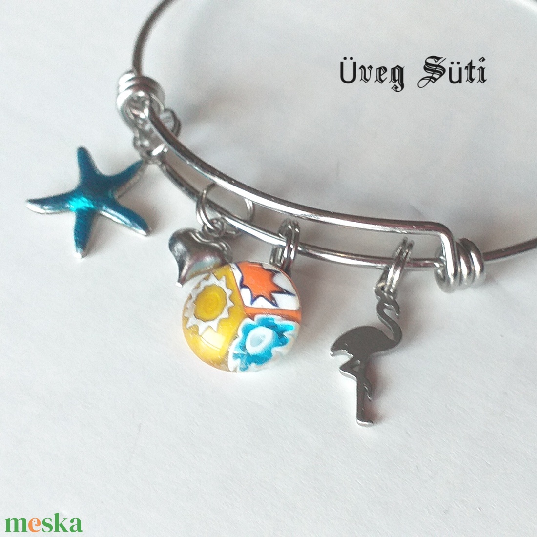 NEMESACÉL nyár kék narancs citrom virágos karkötő szvecske csillag medálokkal üvegékszer ajándékba, personalised, - ékszer - karkötő - charm karkötő - Meska.hu NEMESACÉL nyár kék narancs citrom virágos karkötő szvecske csillag medálokkal üvegékszer ajándékba, personalised, - ékszer - karkötő - charm karkötő - Meska.hu