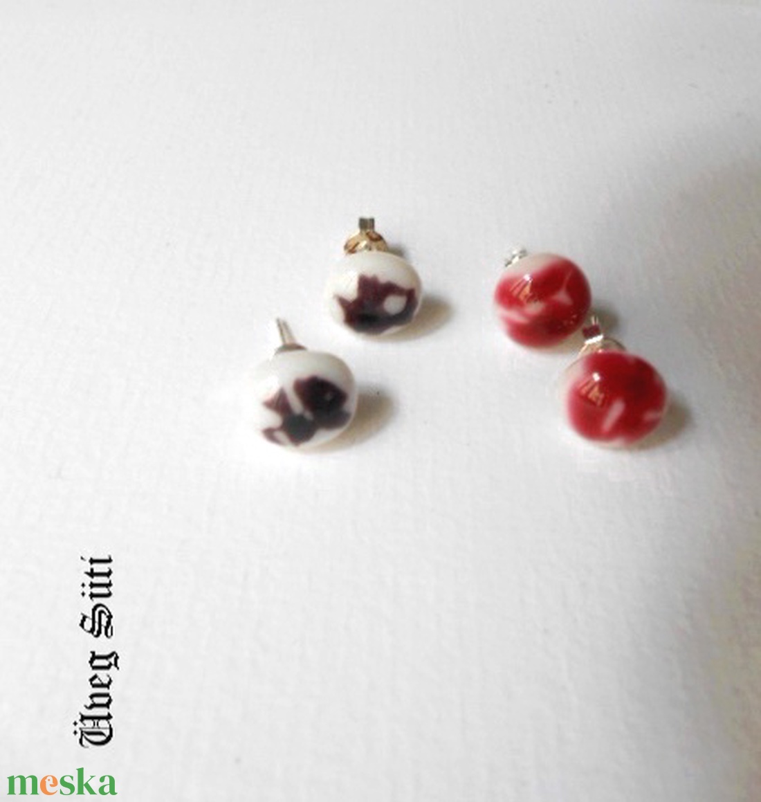 Rózsaszín lila fehér fülbevaló csomag  - ékszer - fülbevaló - pötty fülbevaló - Meska.hu