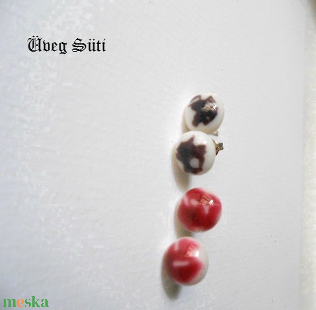 Rózsaszín lila fehér fülbevaló csomag  - ékszer - fülbevaló - pötty fülbevaló - Meska.hu