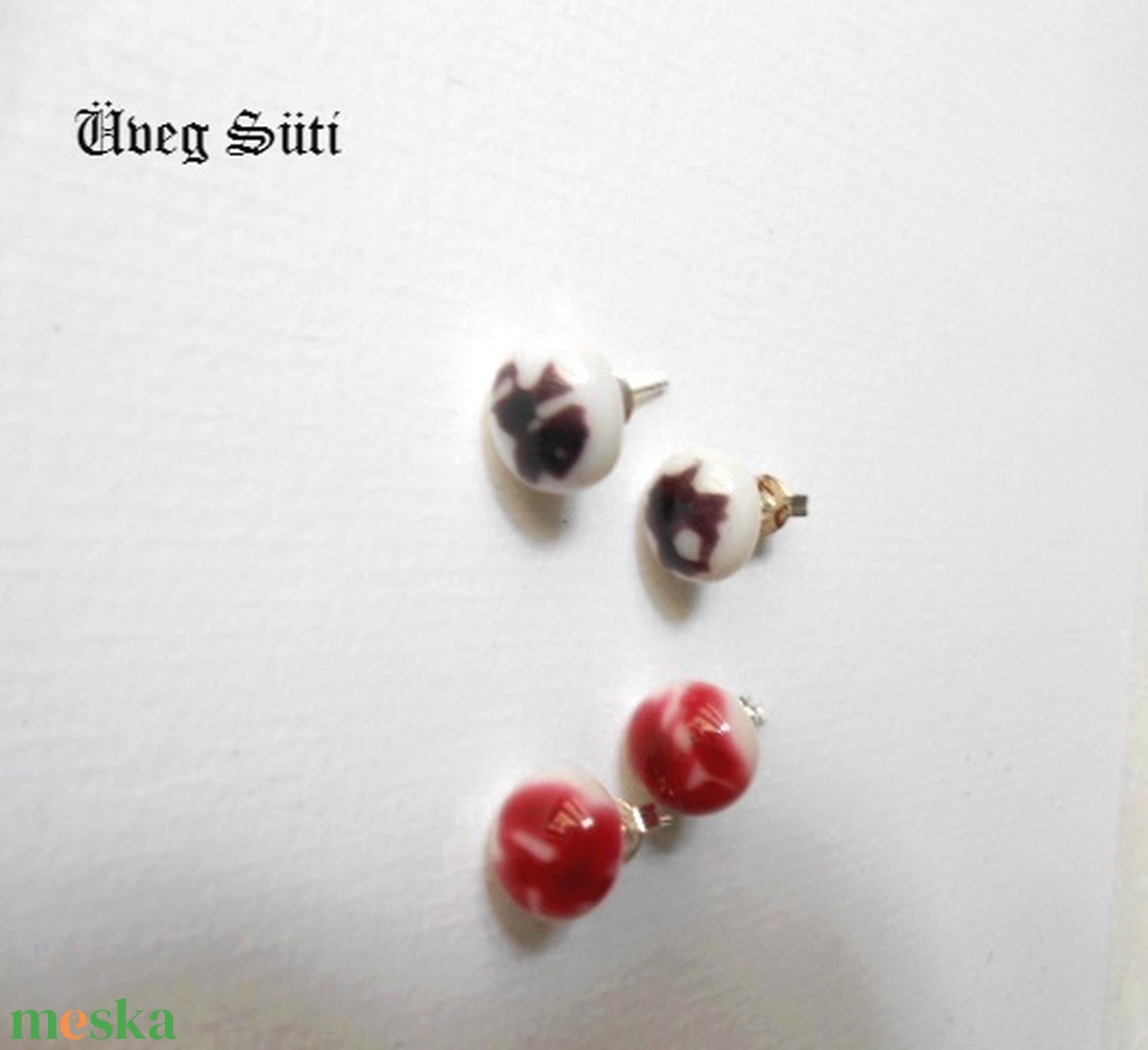 Rózsaszín lila fehér fülbevaló csomag  - ékszer - fülbevaló - pötty fülbevaló - Meska.hu