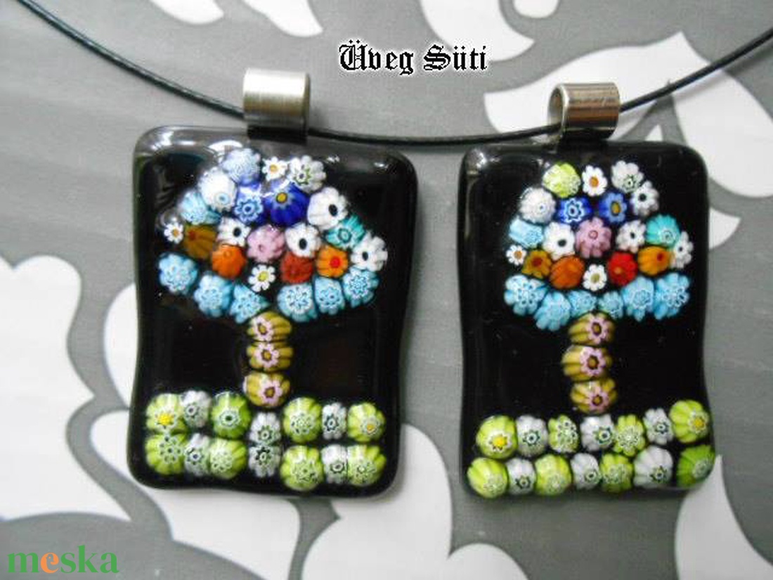 Életfa medál virágesővel üvegékszer - ékszer - nyaklánc - medál - Meska.hu