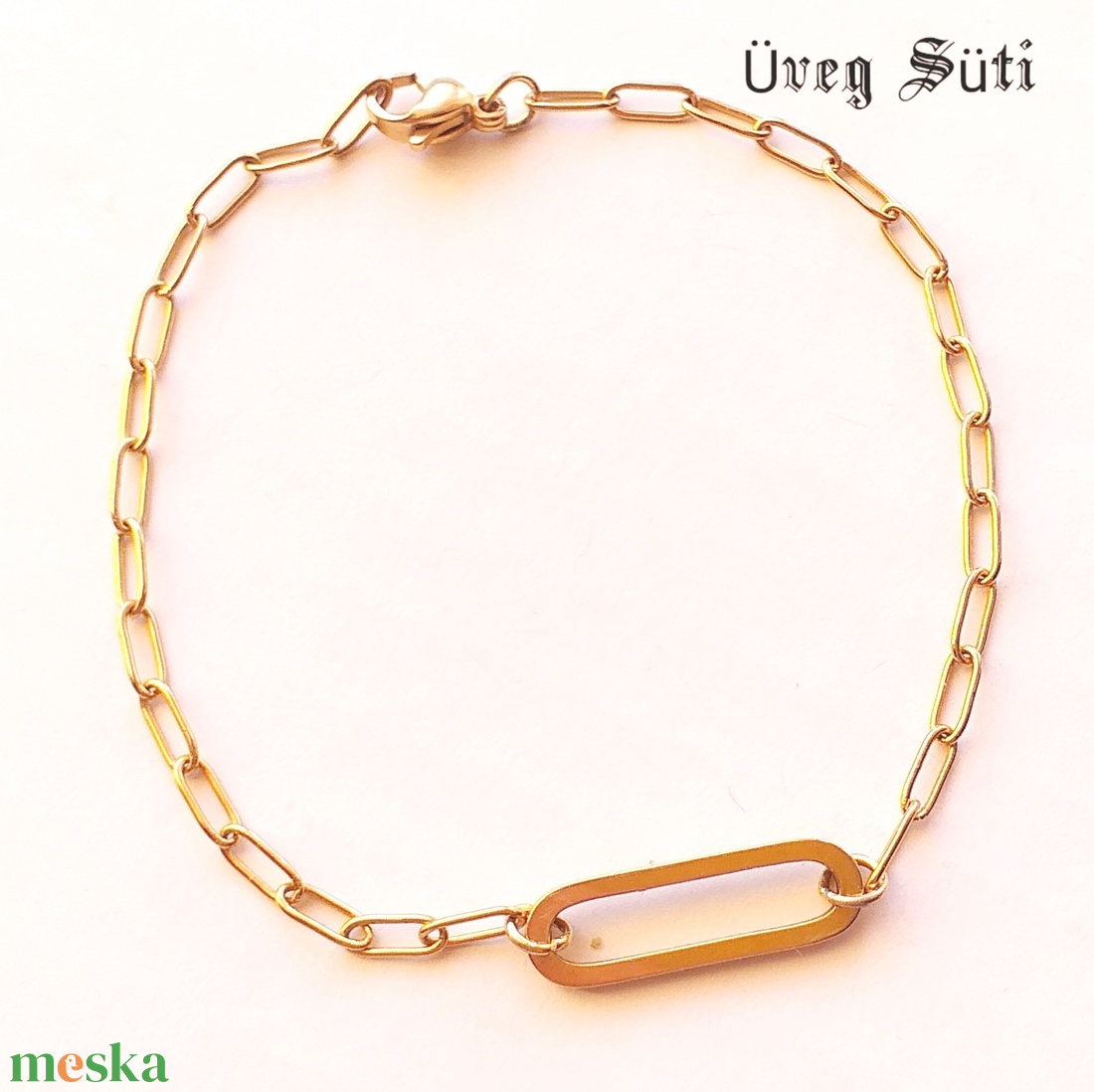 NEMESACÉL LUXY GOLD minimál geometria arany szinű nemesacél karkötő ajándék nőknek valentín napra - ékszer - karkötő - charm karkötő - Meska.hu NEMESACÉL LUXY GOLD minimál geometria arany szinű nemesacél karkötő ajándék nőknek valentín napra - ékszer - karkötő - charm karkötő - Meska.hu