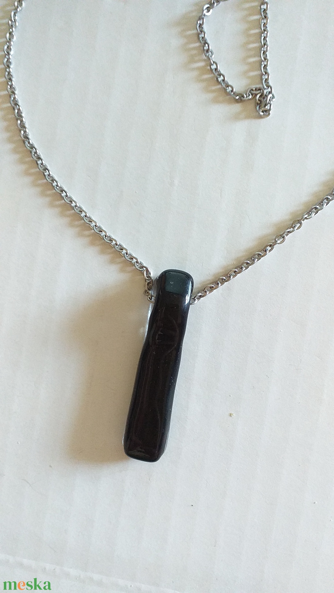 NEMESACÉL Fekete üveg minimál medál ez az unisex medál - ékszer - nyaklánc - medálos nyaklánc - Meska.hu NEMESACÉL Fekete üveg minimál medál ez az unisex medál - ékszer - nyaklánc - medálos nyaklánc - Meska.hu