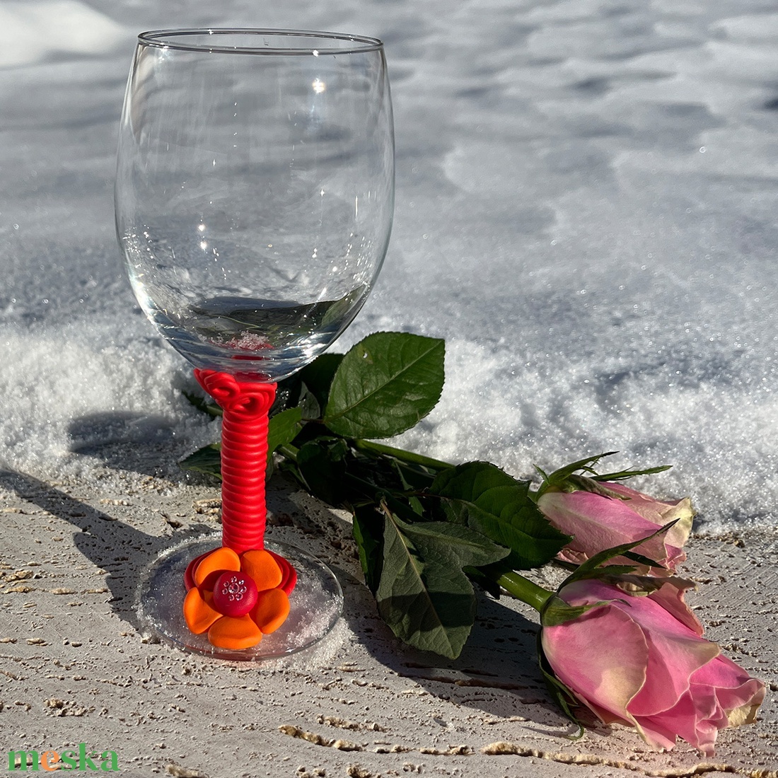 Egyedi virágmintás borospohár � kézműves ajándék - otthon & életmód - konyhafelszerelés, tálalás - tálalás - boros poharak, szettek - Meska.hu