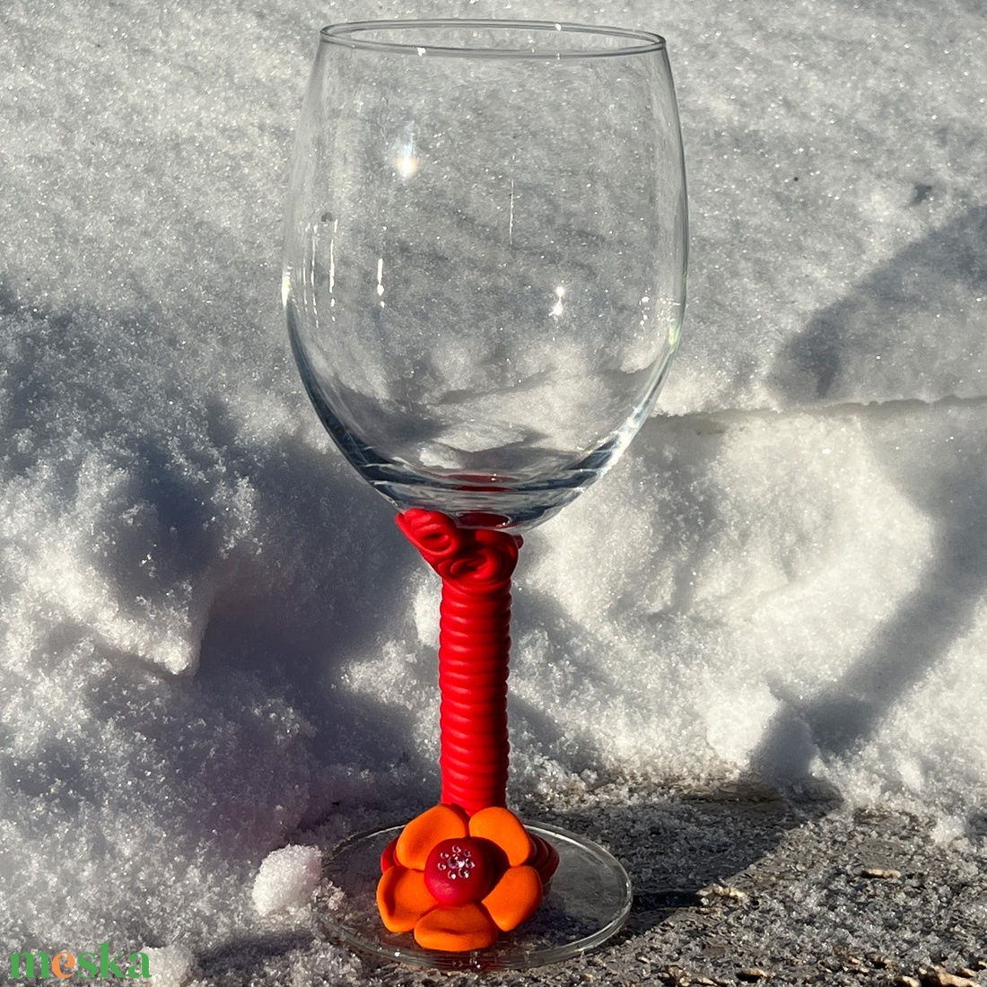 Egyedi virágmintás borospohár � kézműves ajándék - otthon & életmód - konyhafelszerelés, tálalás - tálalás - boros poharak, szettek - Meska.hu