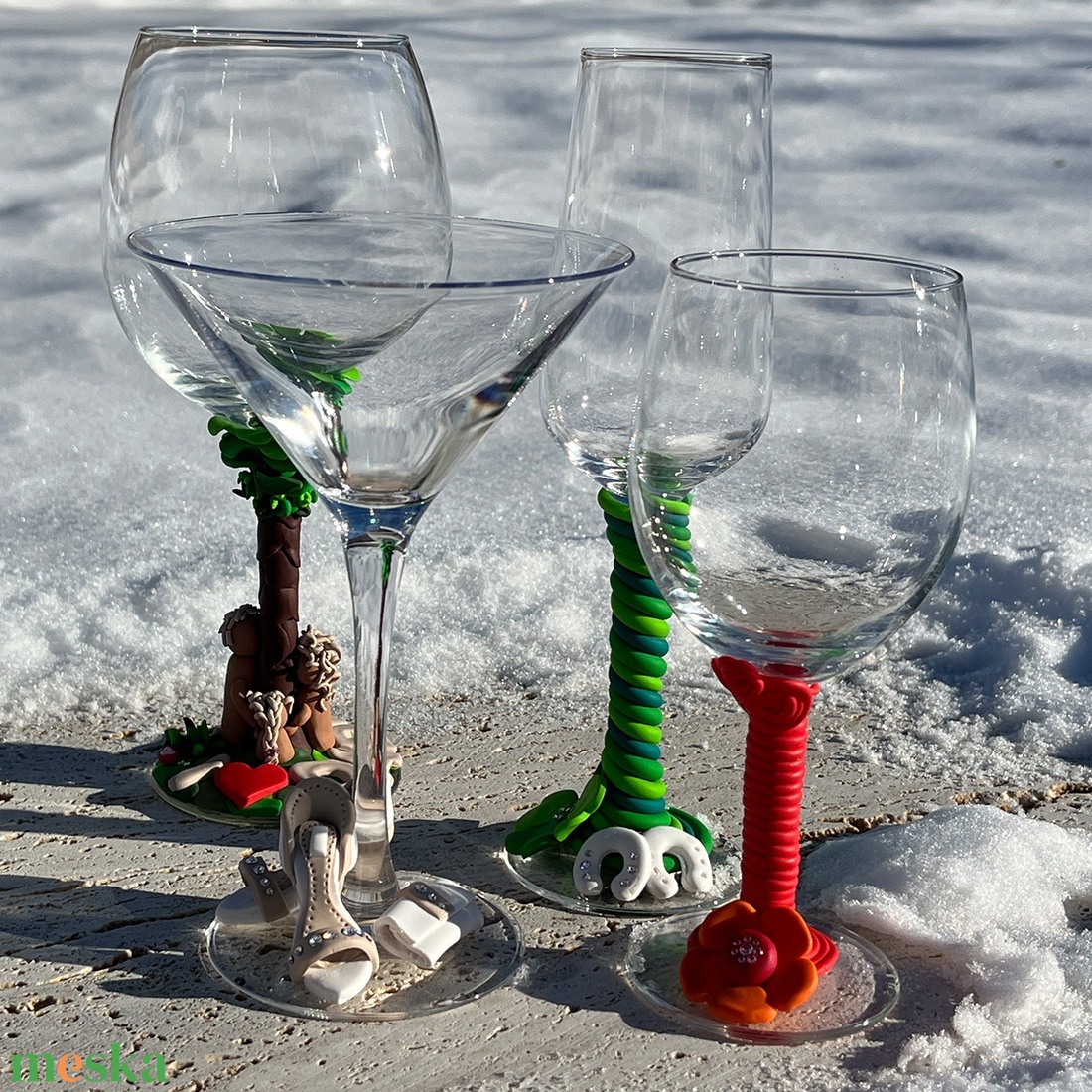 Egyedi virágmintás borospohár � kézműves ajándék - otthon & életmód - konyhafelszerelés, tálalás - tálalás - boros poharak, szettek - Meska.hu