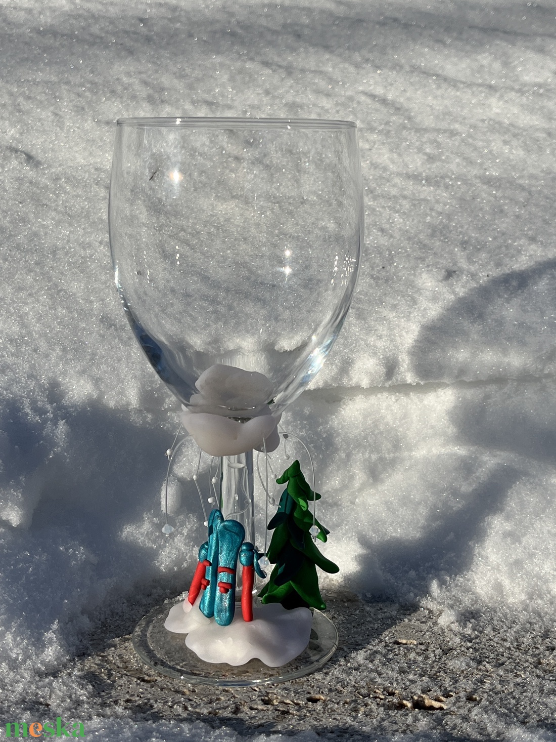 �Téli Csoda kézzel díszített borospohár - otthon & életmód - konyhafelszerelés, tálalás - tálalás - boros poharak, szettek - Meska.hu