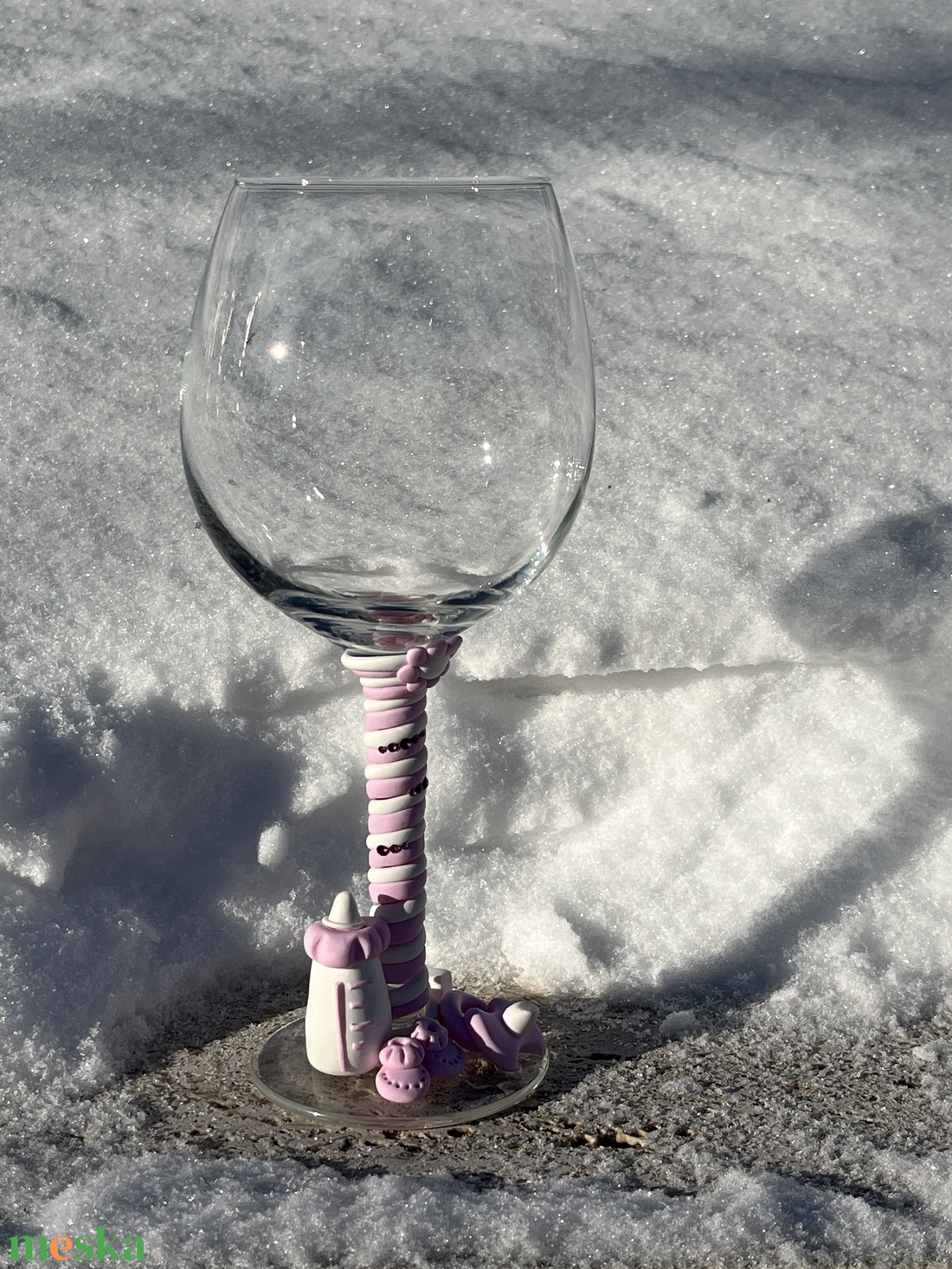 Tejfakasztó öröm � Kézzel díszített gyurma borospohár - otthon & életmód - konyhafelszerelés, tálalás - tálalás - boros poharak, szettek - Meska.hu