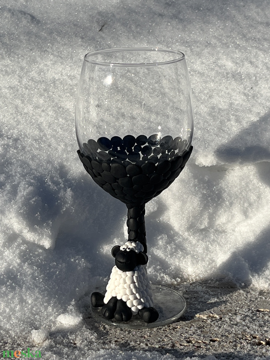 �Állati Móka Kézműves gyurmadíszes borospohár - otthon & életmód - konyhafelszerelés, tálalás - tálalás - boros poharak, szettek - Meska.hu