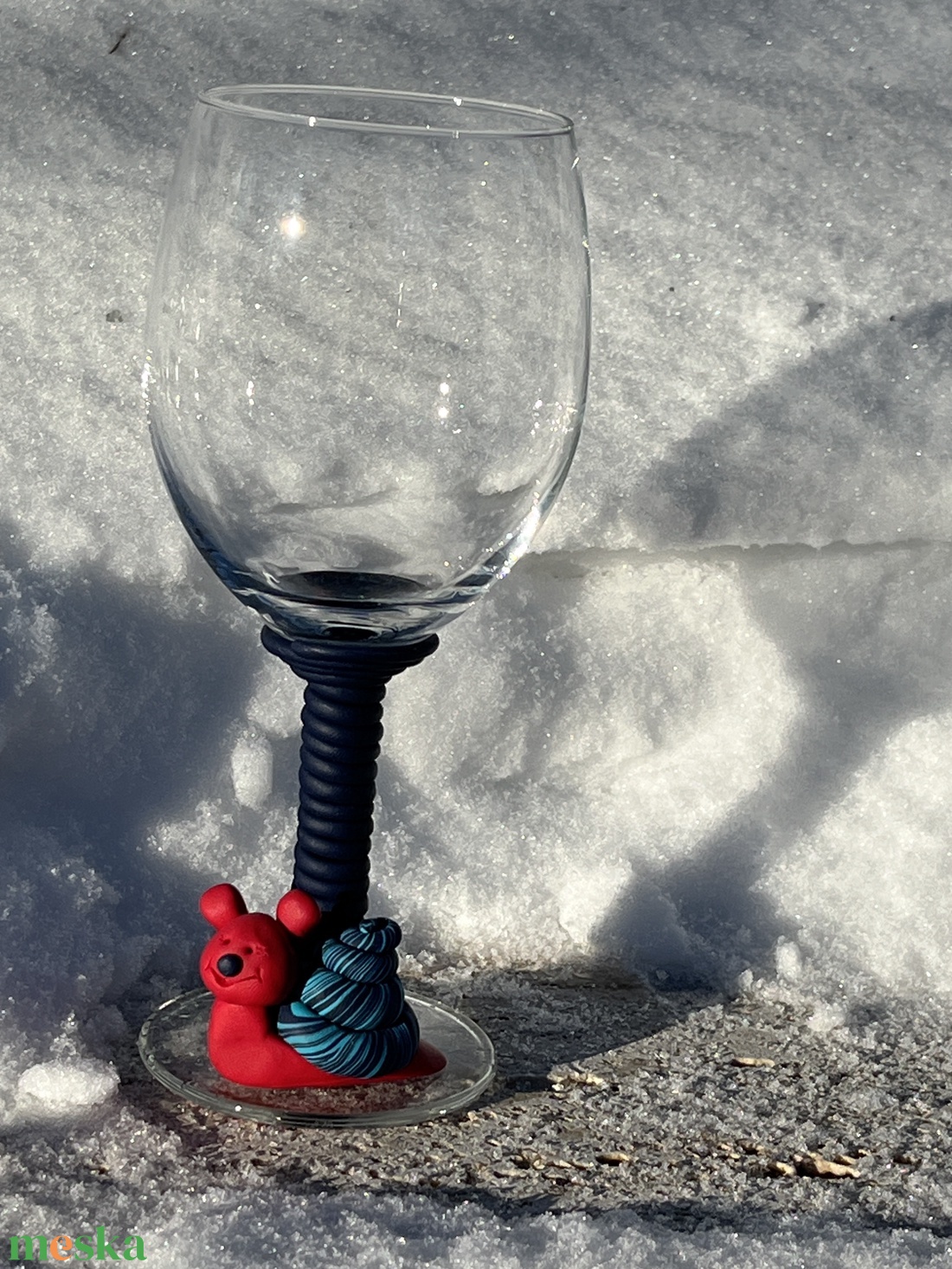 �Állati Móka Kézműves gyurmadíszes borospohár - otthon & életmód - konyhafelszerelés, tálalás - tálalás - boros poharak, szettek - Meska.hu