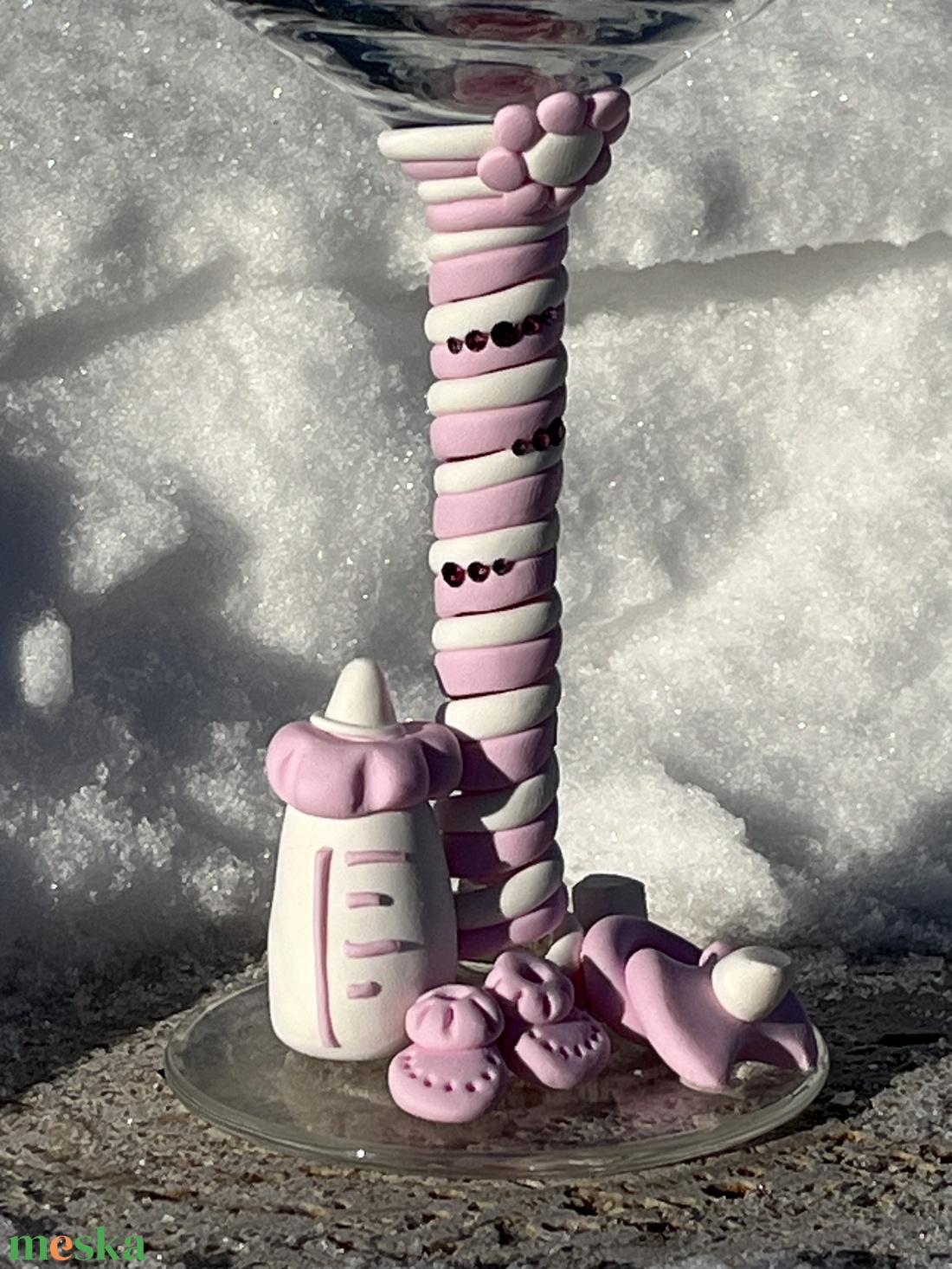 Tejfakasztó öröm � Kézzel díszített gyurma borospohár - otthon & életmód - konyhafelszerelés, tálalás - tálalás - boros poharak, szettek - Meska.hu