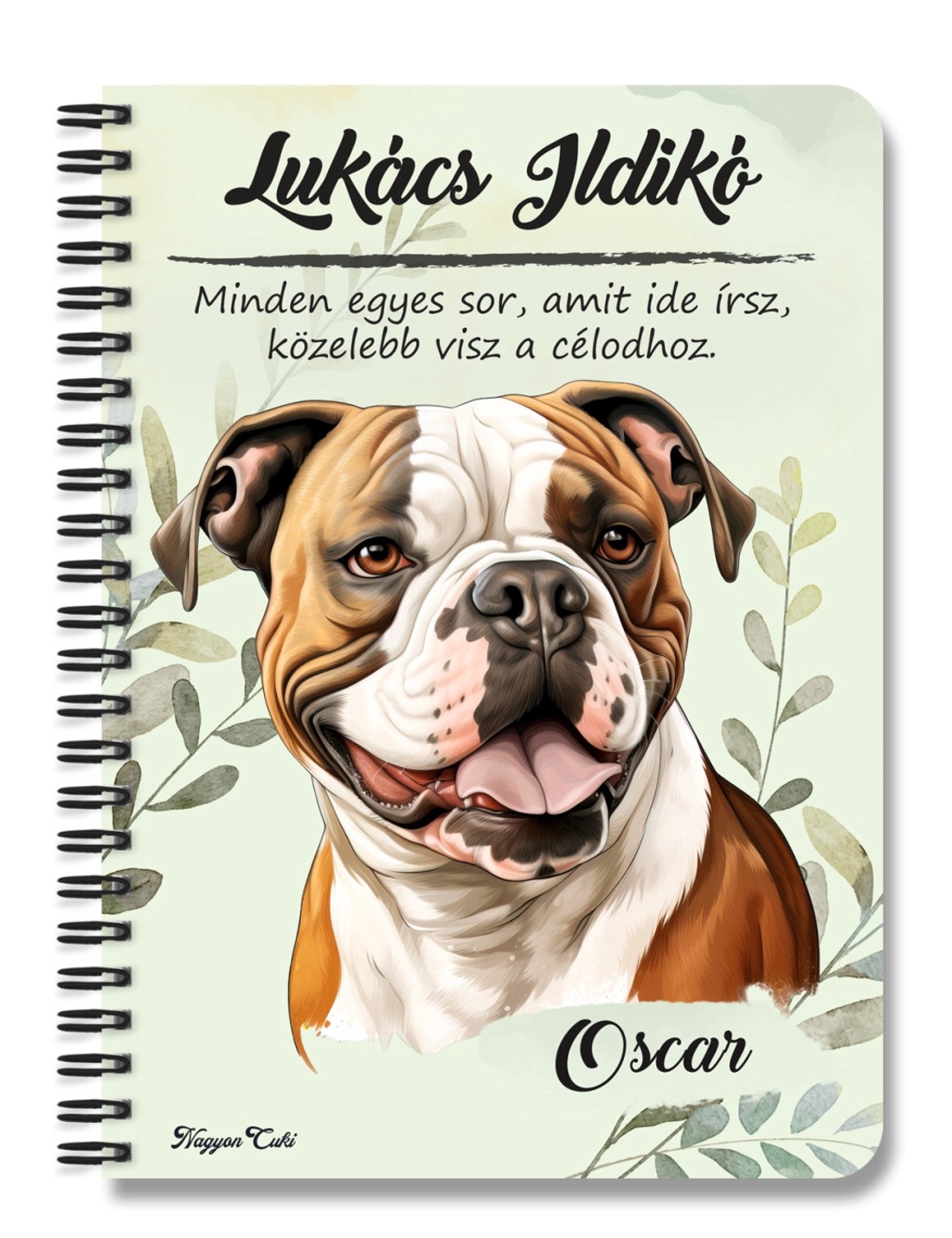 Személyre szabható - Amerikai bulldog portré mintás A5-ös füzet - otthon & életmód - papír, írószer - jegyzetfüzet & napló - Meska.hu