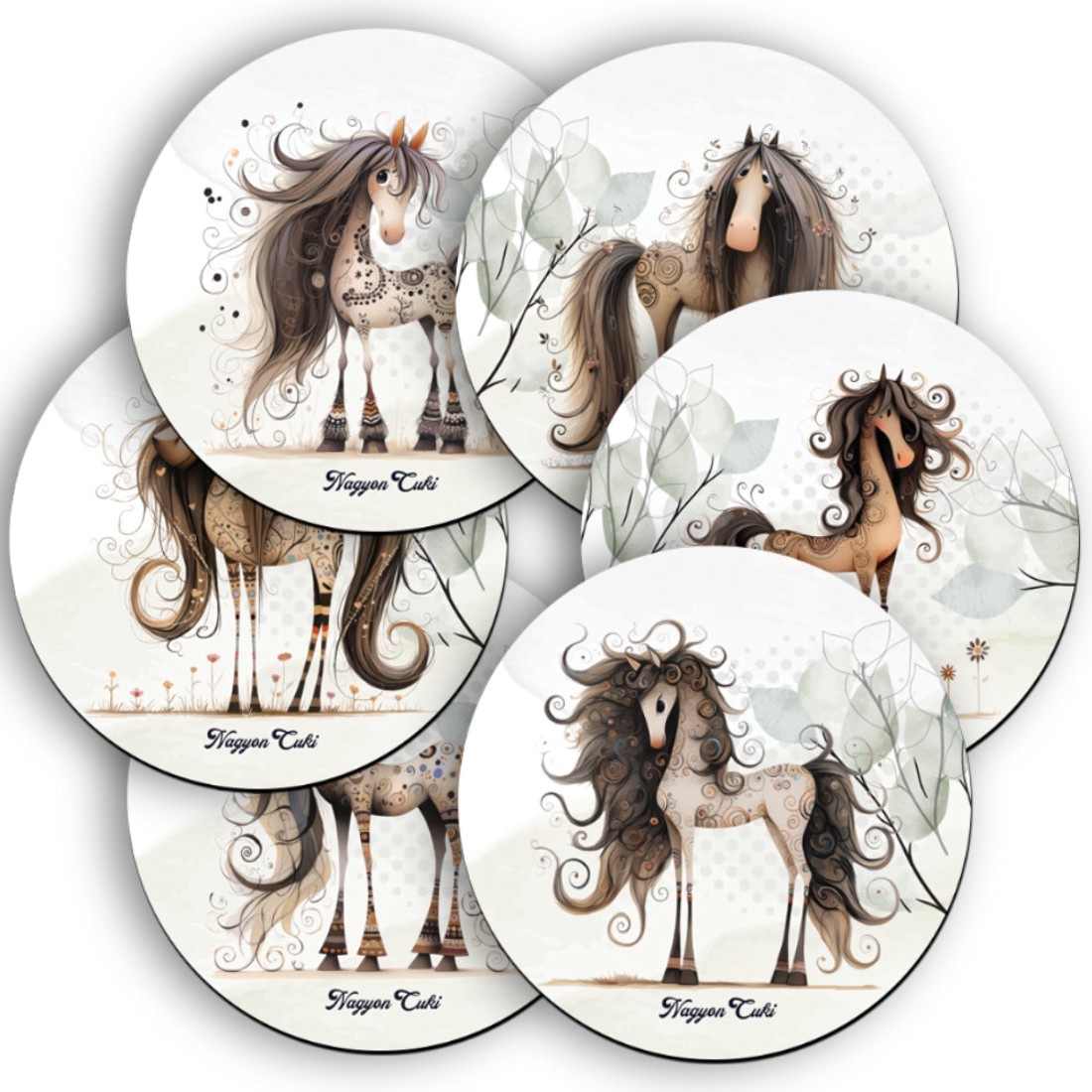 6 db furi, de cuki lovas kör alakú alátét szett (#95) -  - Meska.hu