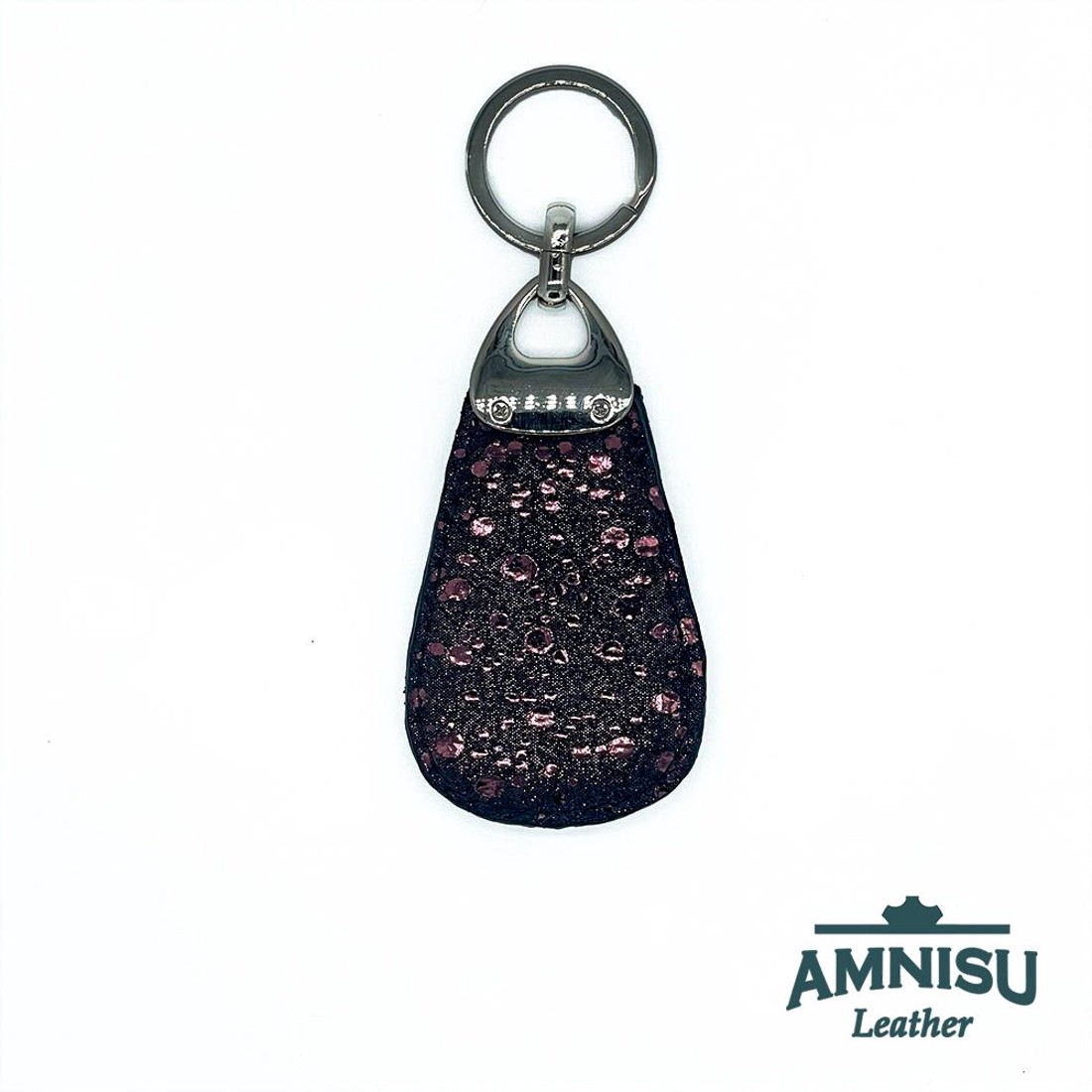 Metál lila pöttyös mintás csepp alakú kristály köves kulcstartó H4027 -  - Meska.hu