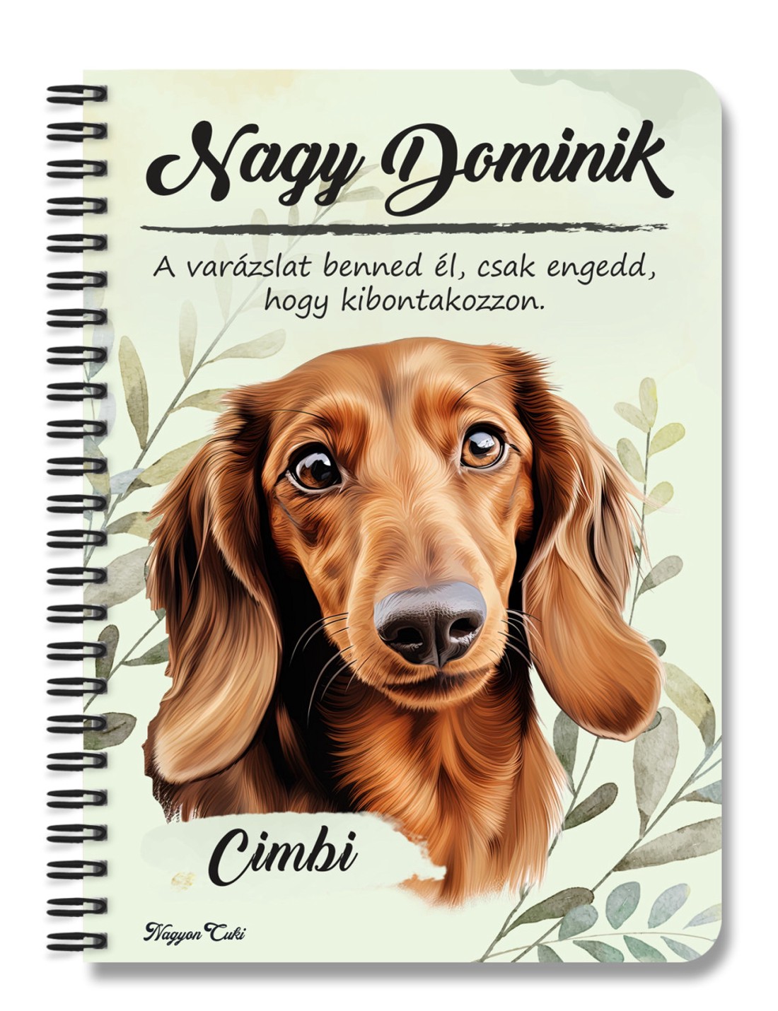 Személyre szabható - Barna tacskó portré mintás A5-ös füzet - otthon & életmód - papír, írószer - jegyzetfüzet & napló - Meska.hu