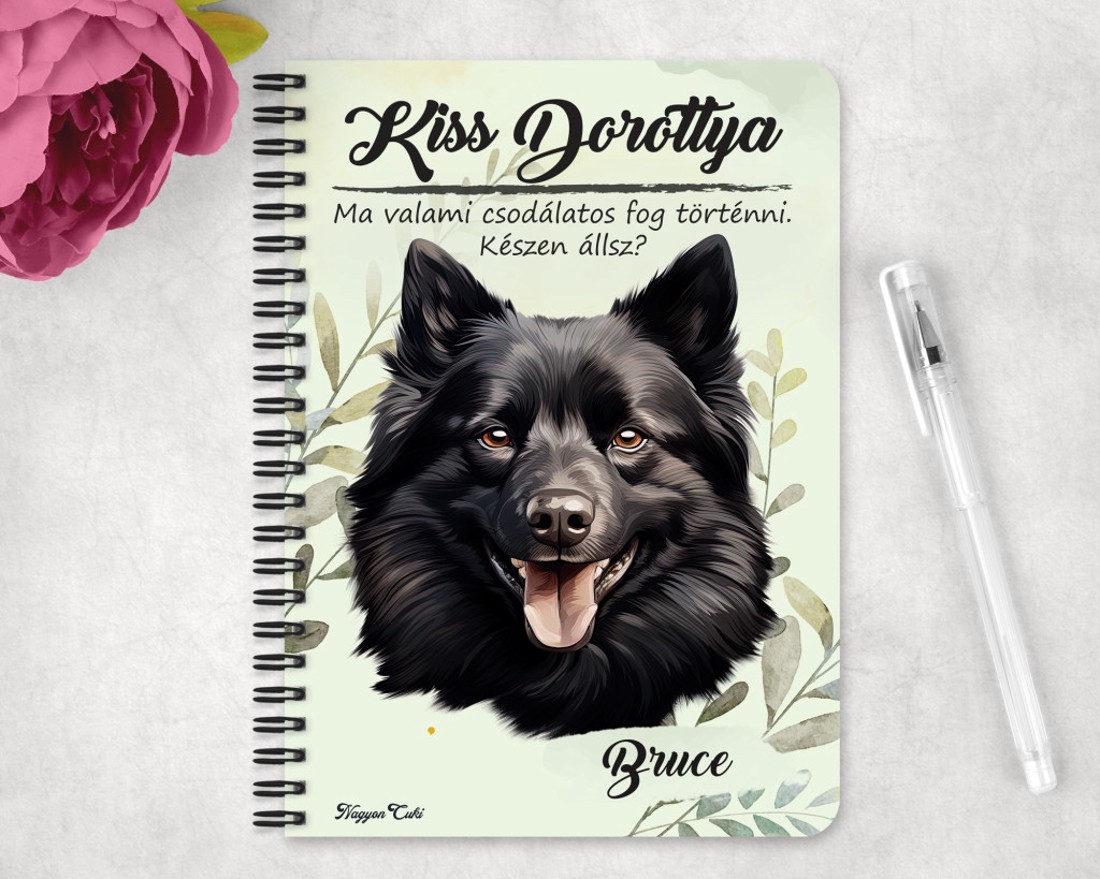Személyre szabható - Fekete Schipperke portré mintás A6-os füzet - otthon & életmód - papír, írószer - jegyzetfüzet & napló - Meska.hu