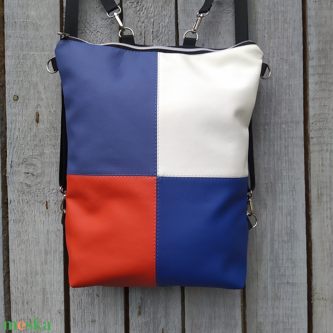 Kék-fehér-piros hátizsák, válltáska, oldaltáska - táska & tok - variálható táska - Meska.hu