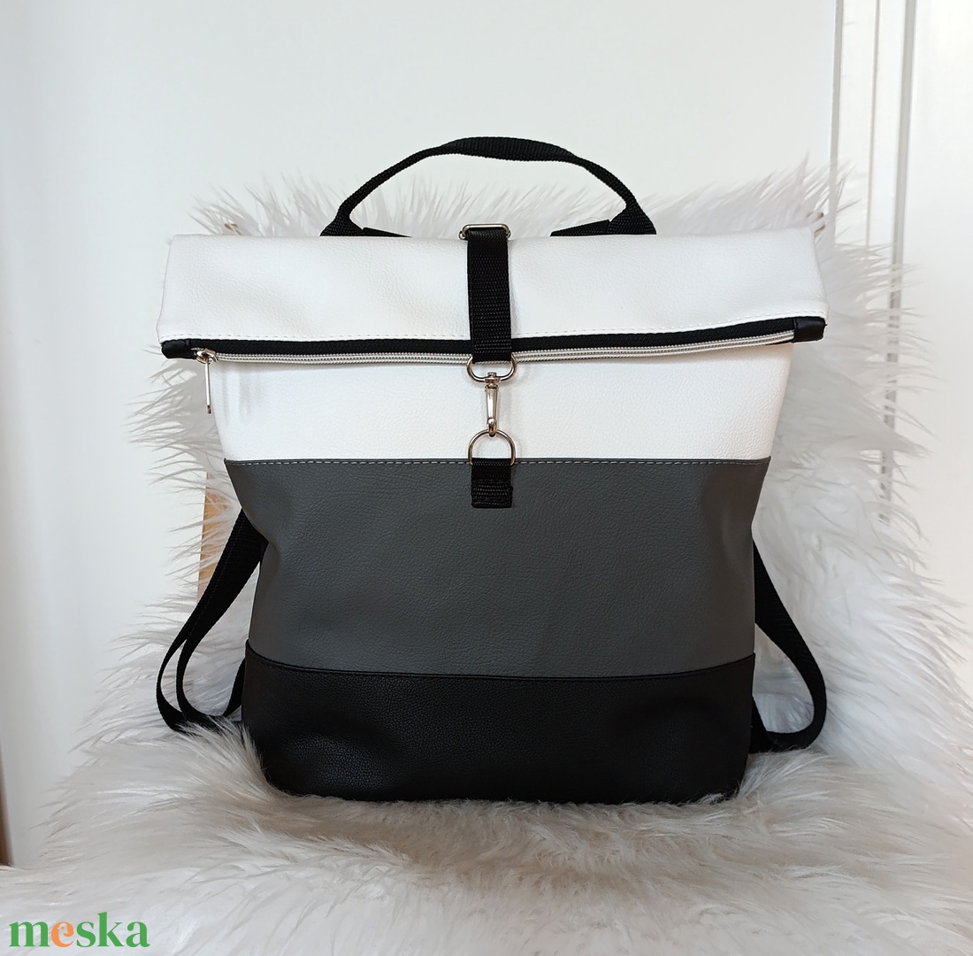 Tricolor rolltop hátizsák  - táska & tok - hátizsák - roll top hátizsák - Meska.hu