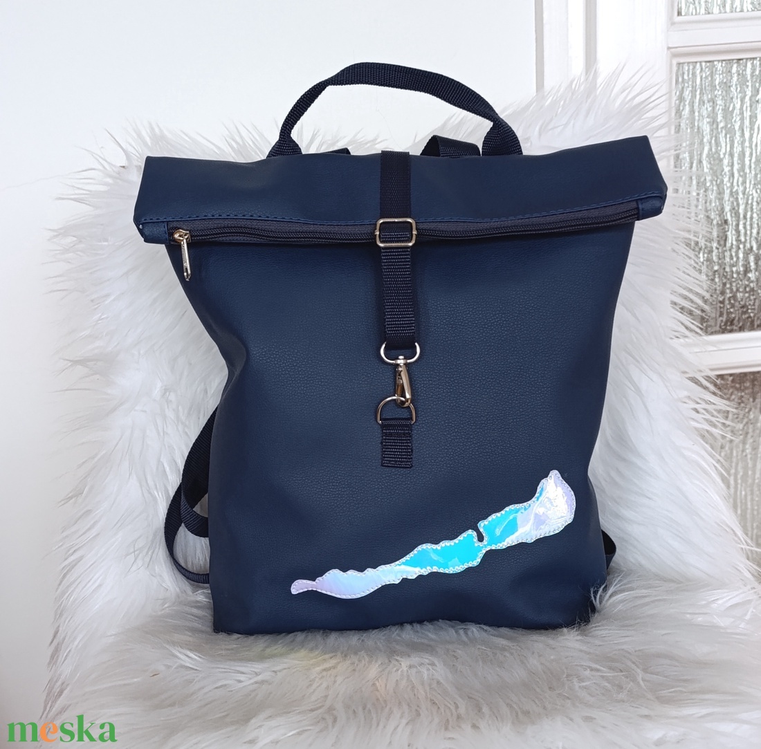 Balaton rolltop hátizsák - sötétkék - táska & tok - hátizsák - roll top hátizsák - Meska.hu