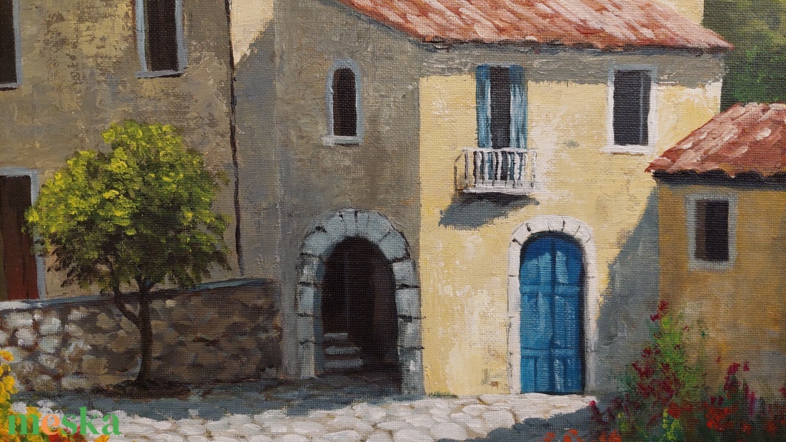 Virágos utca - festmény - művészet - festmény - akril - Meska.hu