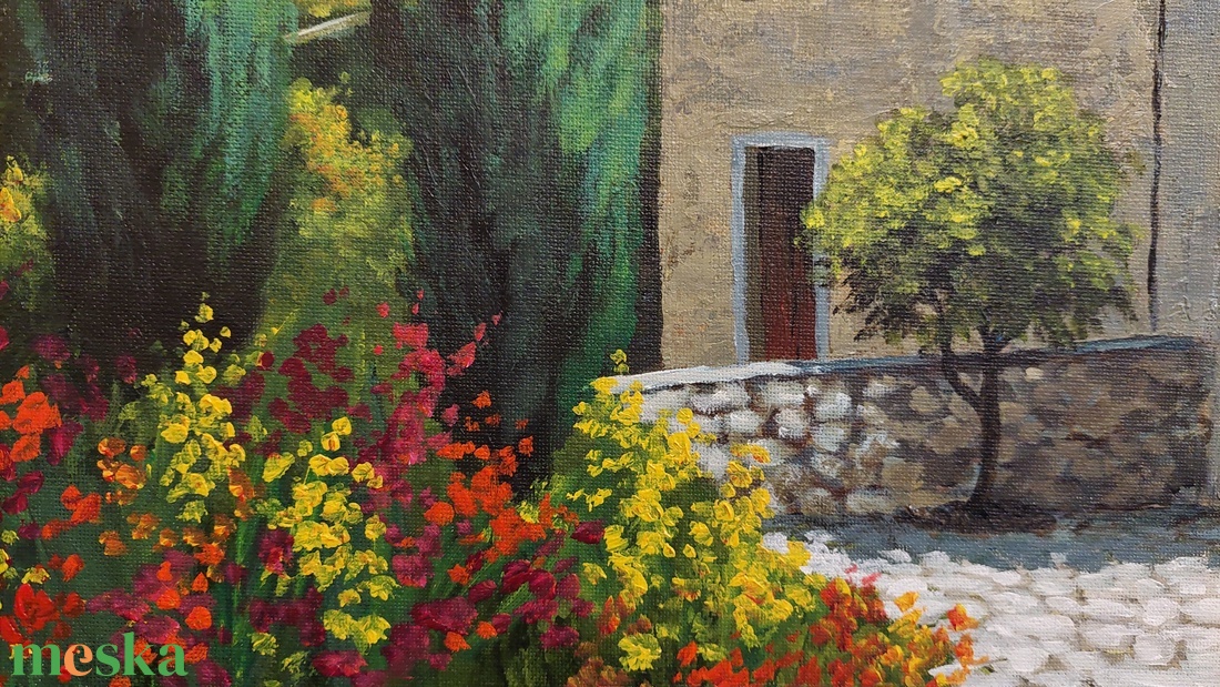 Virágos utca - festmény - művészet - festmény - akril - Meska.hu