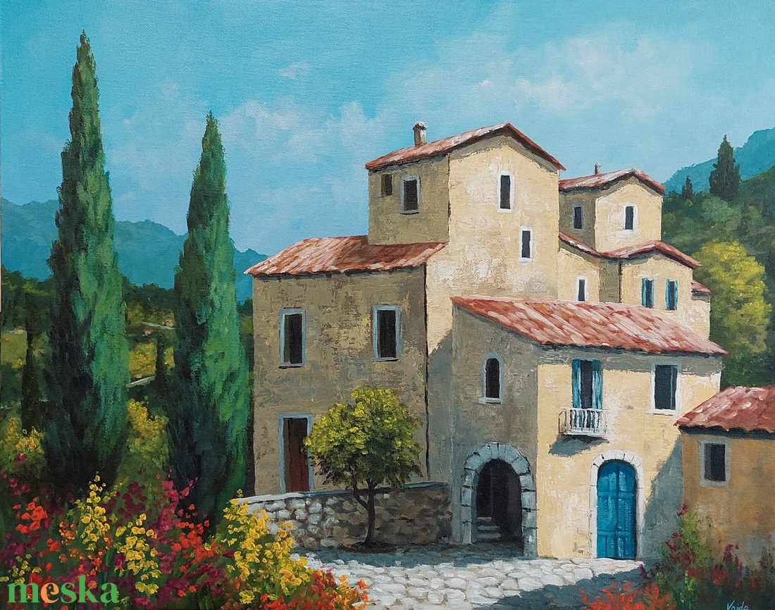 Virágos utca - festmény - művészet - festmény - akril - Meska.hu