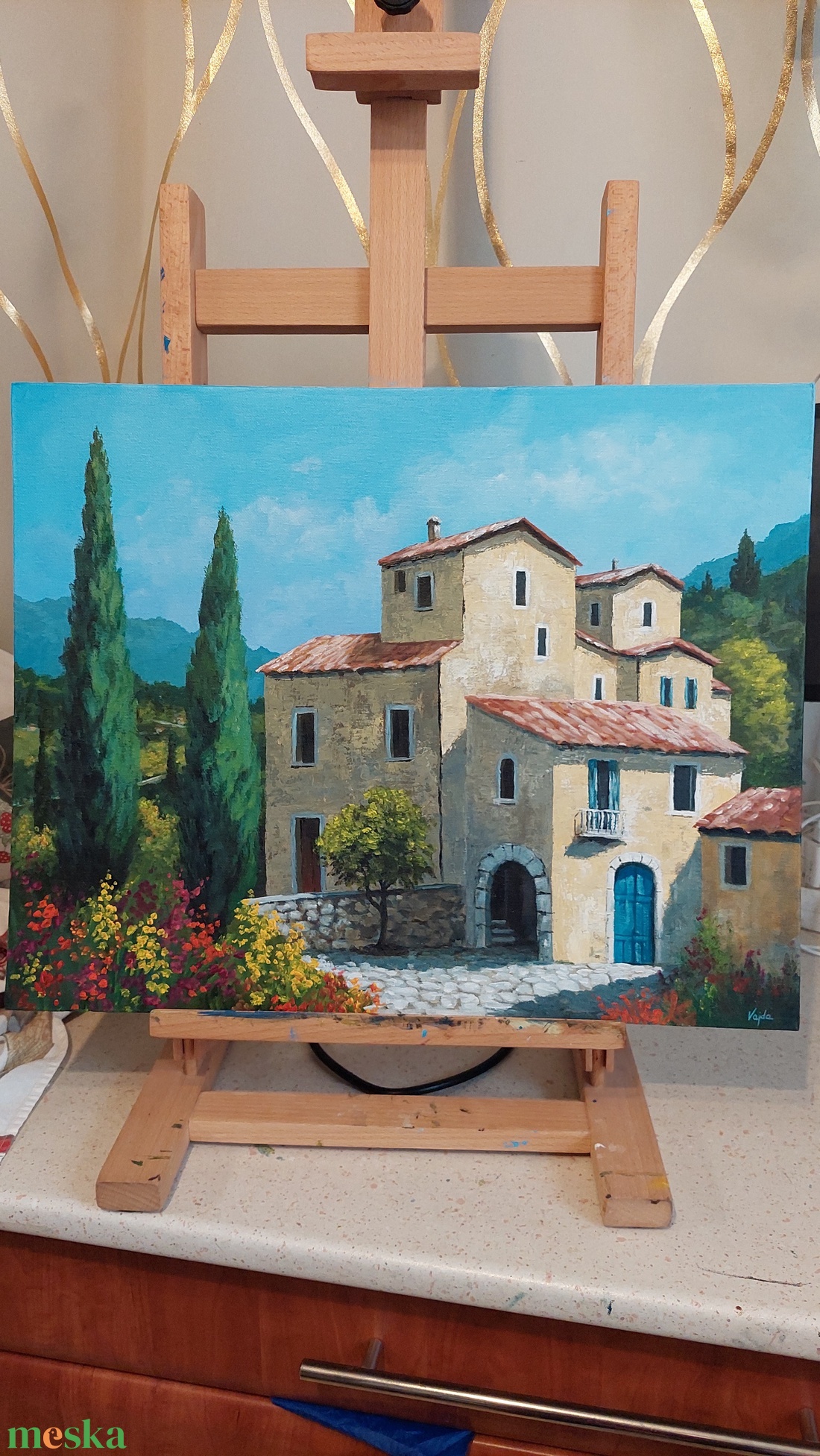 Virágos utca - festmény - művészet - festmény - akril - Meska.hu