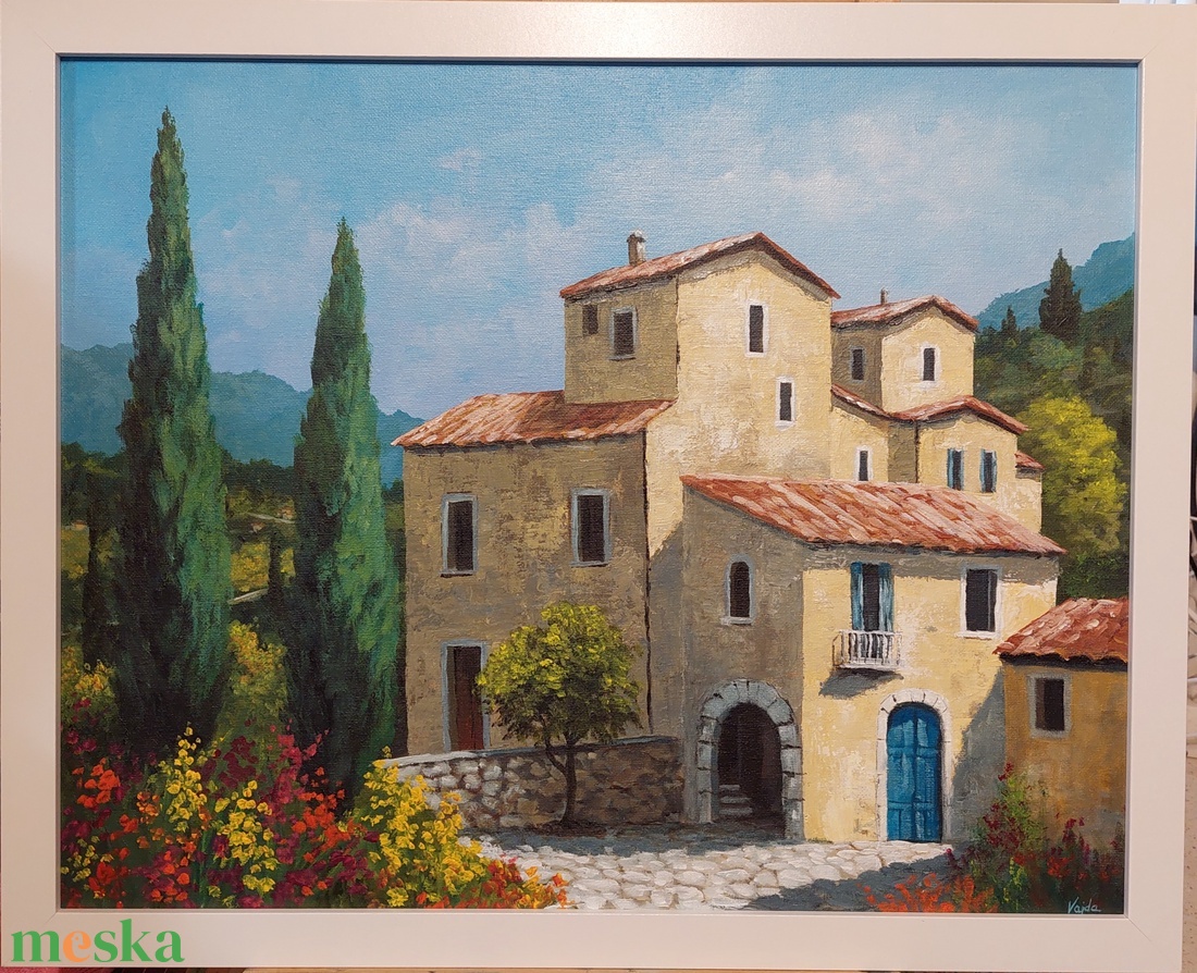 Virágos utca - festmény - művészet - festmény - akril - Meska.hu